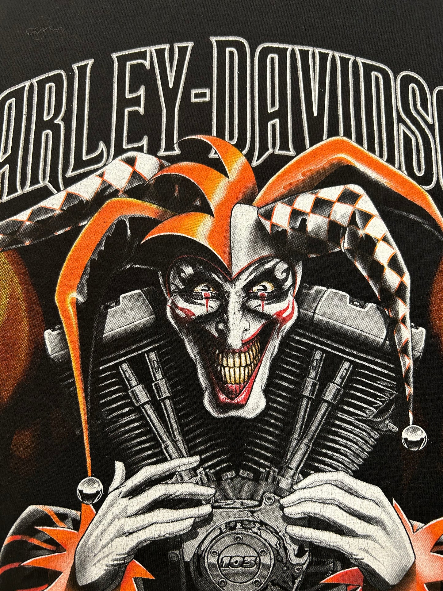 2010s Harley Davidson Motorcycles Woodstock New York Joker Tee 2XL