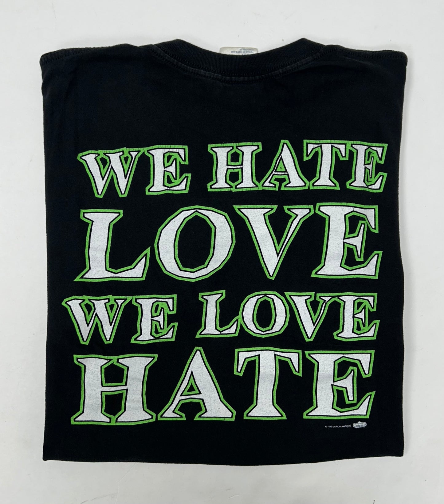 Vintage Marilyn Manson We Hate Love We Love Hate Music Tee 1995 Winterland Large 21.75x27 Inches