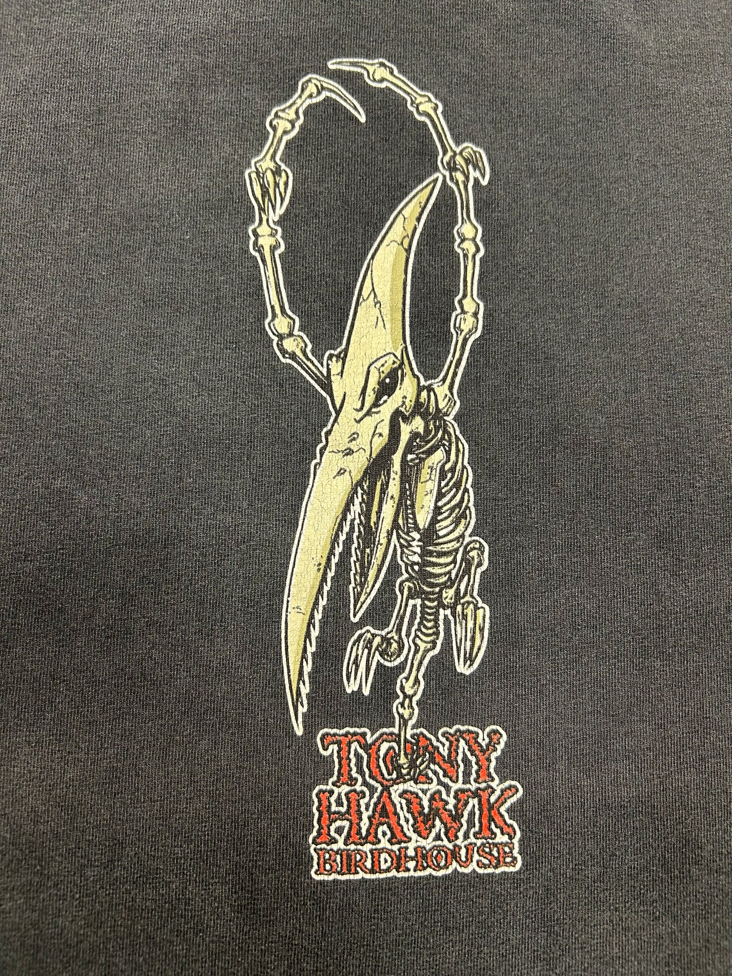 Vintage Tony Hawk Birdhouse Skateboards Pterodactyl Skelton Skate Long Sleeve Large 21.5x28.5 Inches