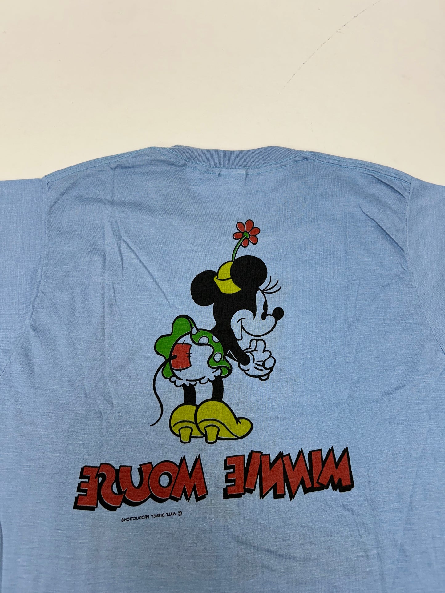 Vintage 70s Tropix Togs Double Sided Minnie Mouse Single Stitch Tagged Large Fits Medium 19.75x29.5 Inches Blue New