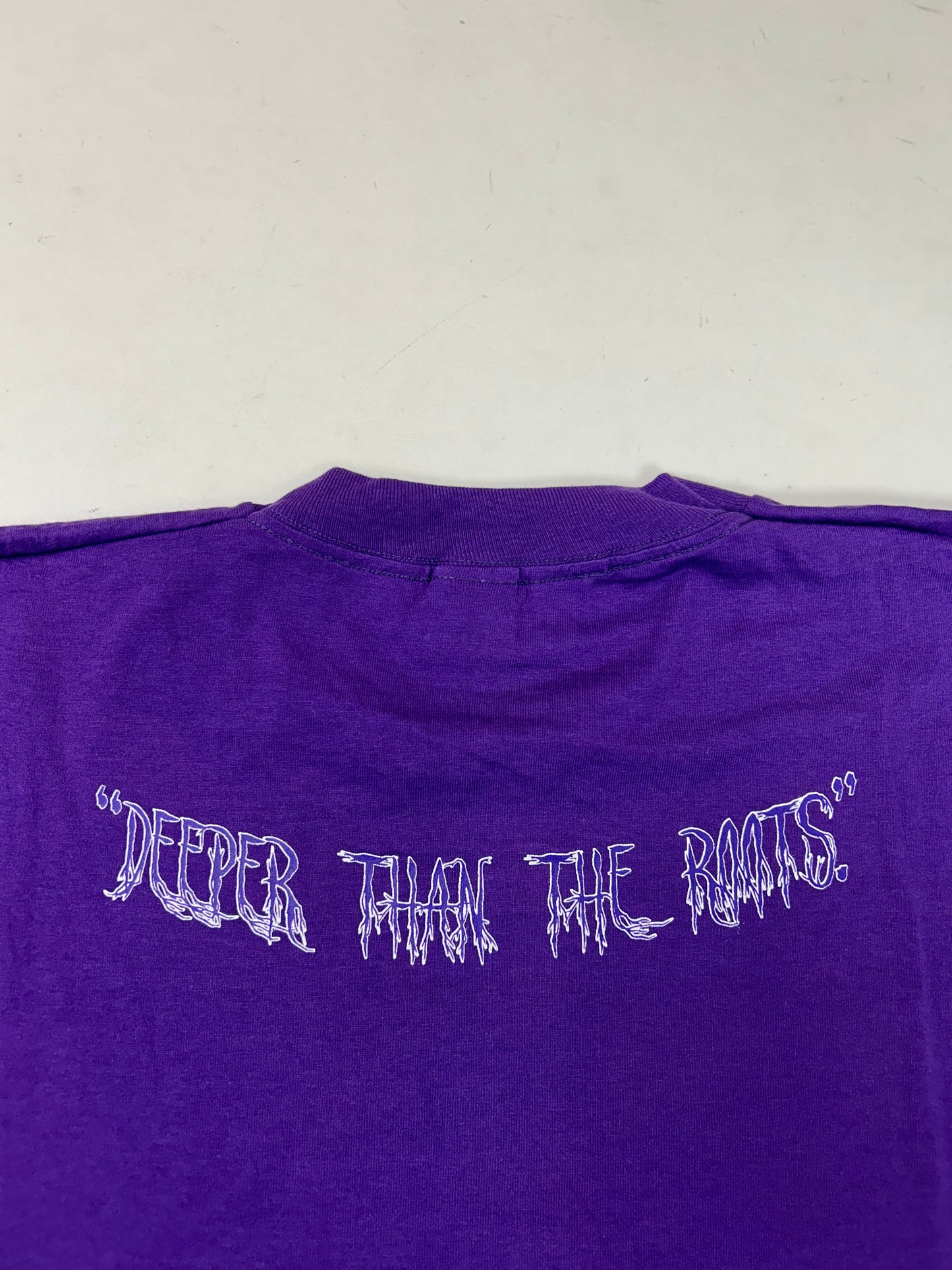 Edgewood NJ first edition “Deeper Than The Roots.” Tee XL 24.25x30.25 Inches FOTL BEST 50/50 Blend USA Made Purple