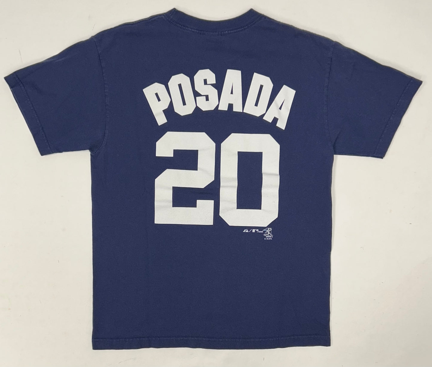 Vintage 00s Majestic New York Yankees Jorge Posada #20 MLB Player Navy Tee Medium