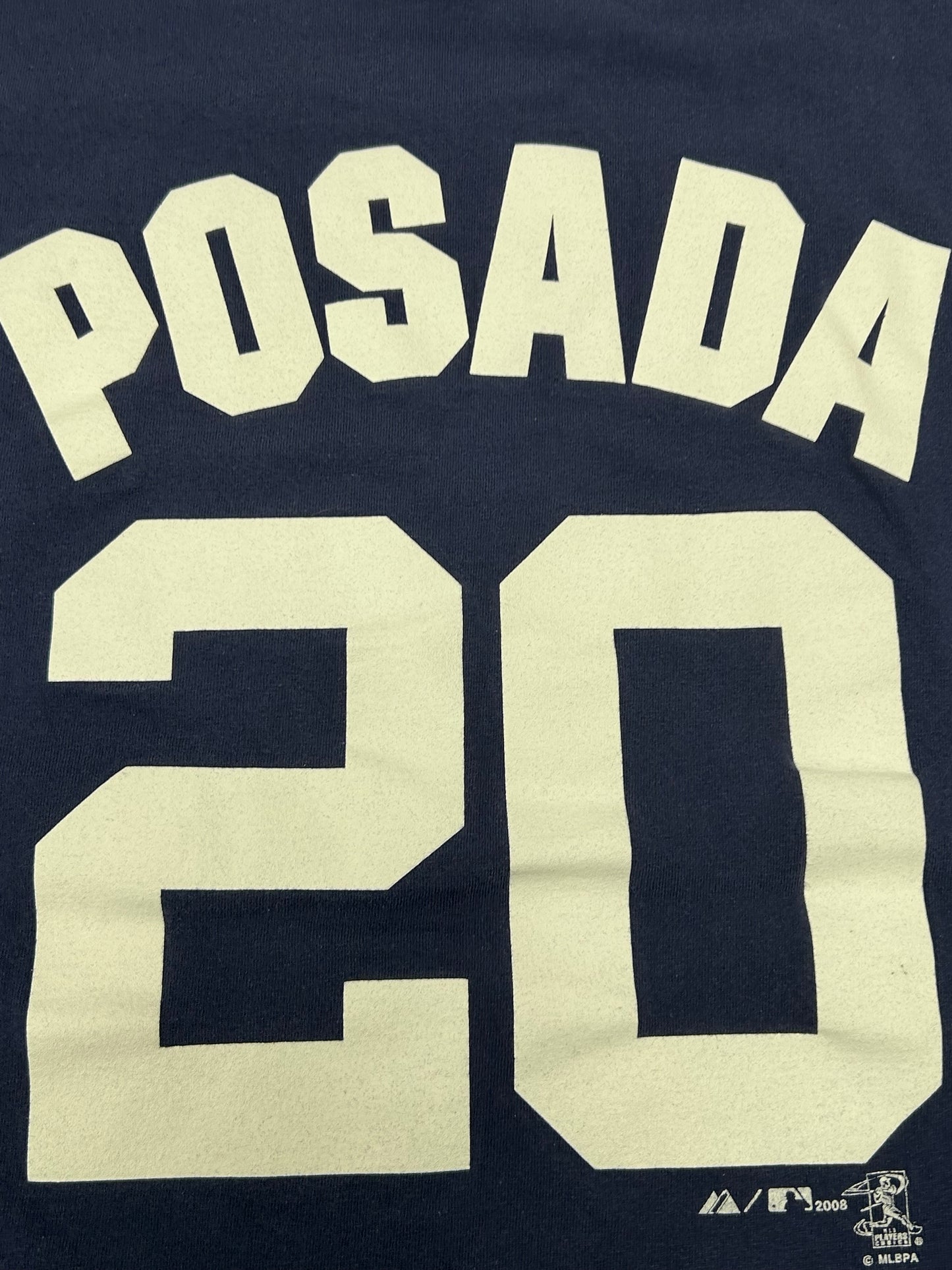Vintage 00s Majestic New York Yankees Jorge Posada #20 MLB Player Navy Tee Medium