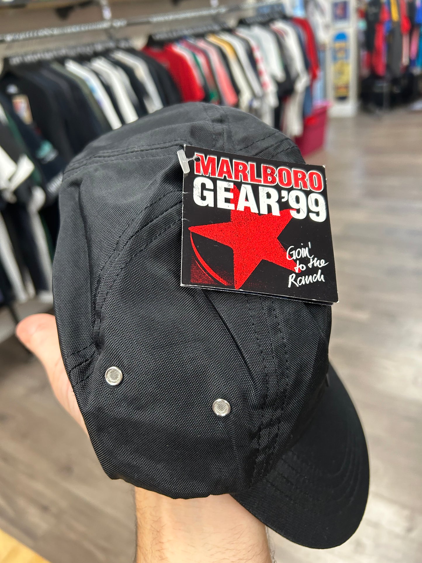 Vintage MARLBORO Hat Cap Strap Back Black Goin To The Ranch Sun Moon 90s NWT NEW
