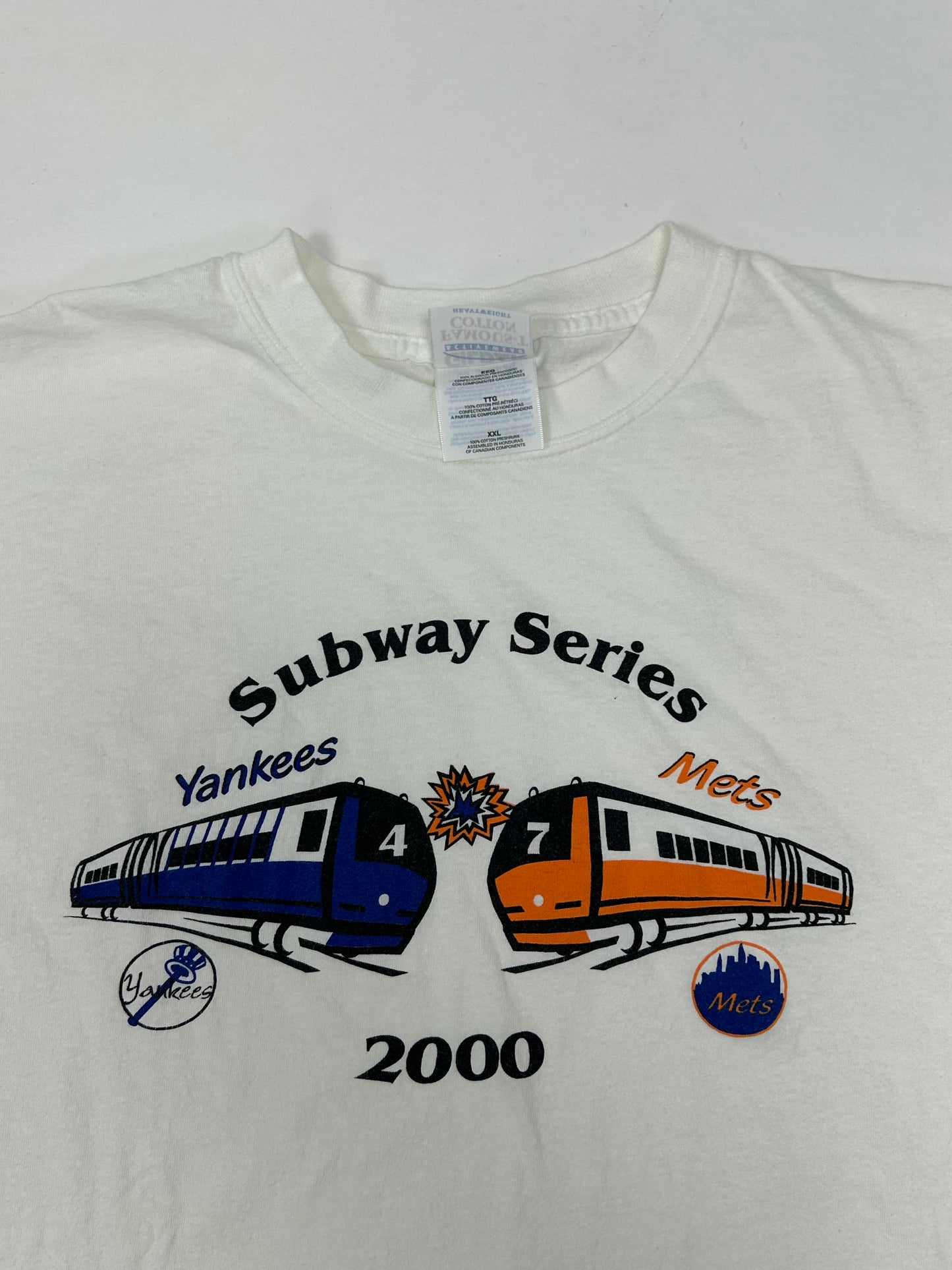 Vintage 2000 Subway Series Yankees Vs. Mets Art Tee Tagged Size 2XL 25.25x29 Inches