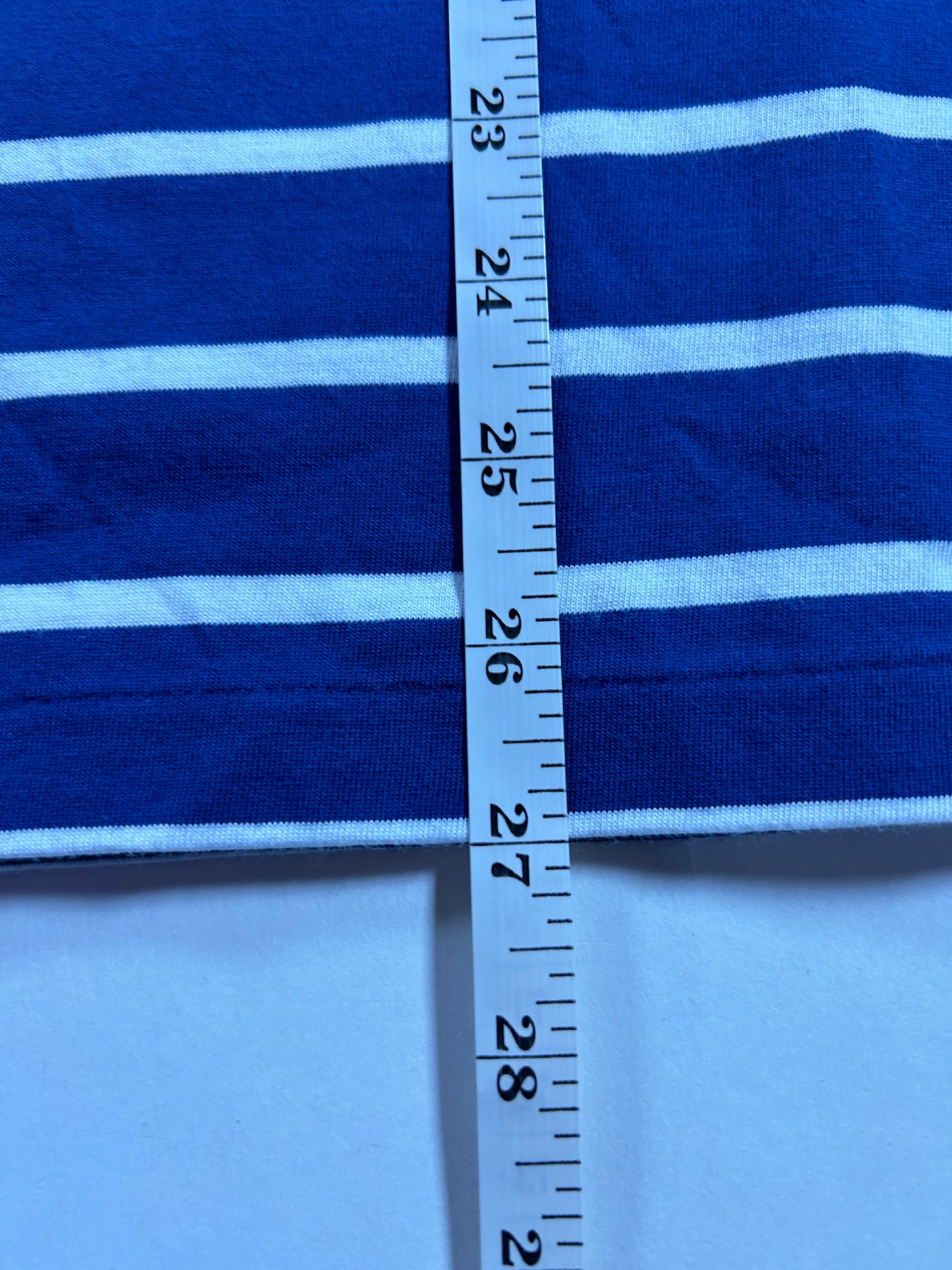 Polo Ralph Lauren T-shirt Custom Slim Blue White Pony Striped Short Sleeve Medium 19.75x27 Inches
