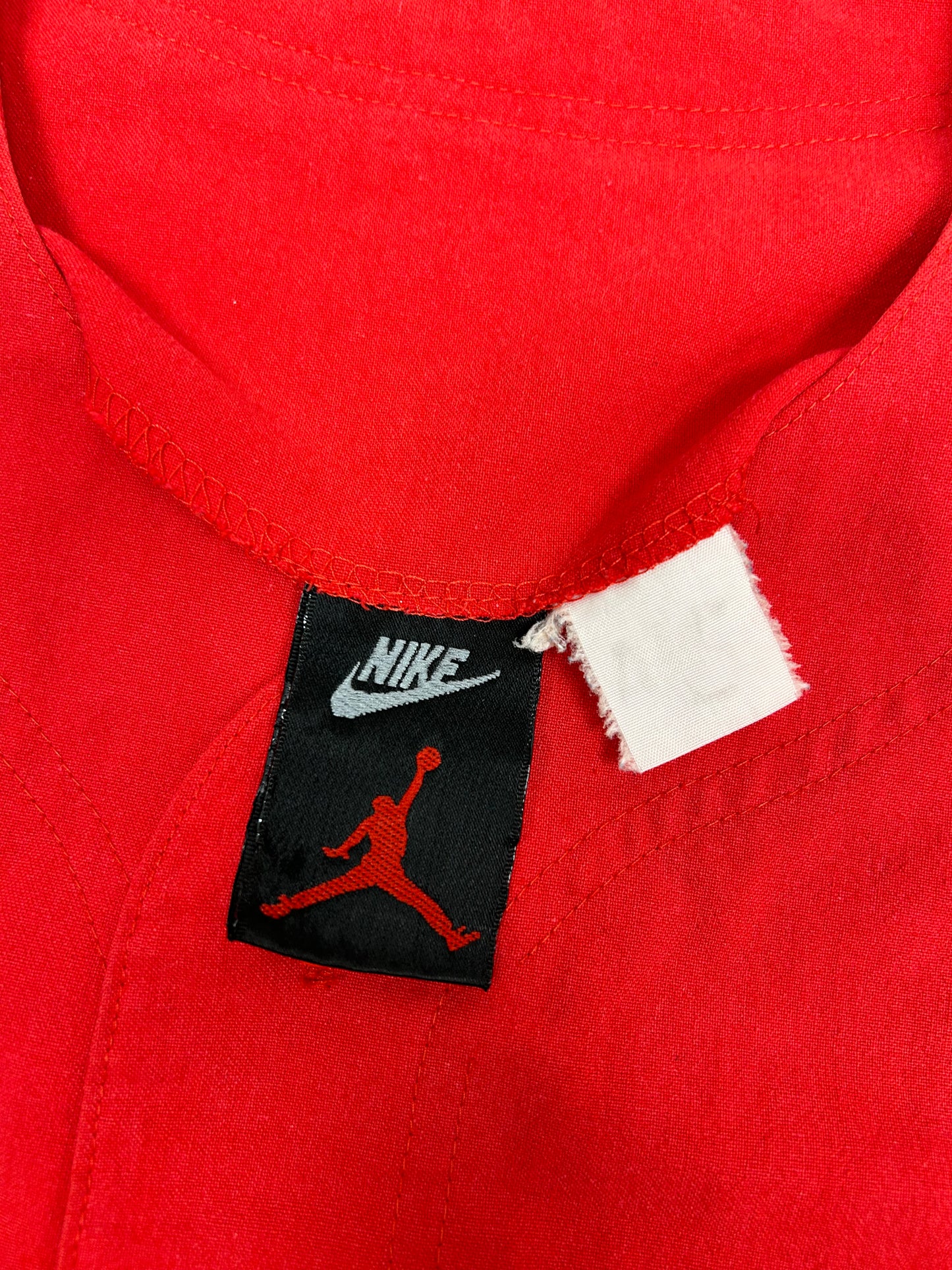 Vintage Nike Air Jordan 'Spellout Logo' Baseball Jersey Red 1991 Rare XL/L Fit