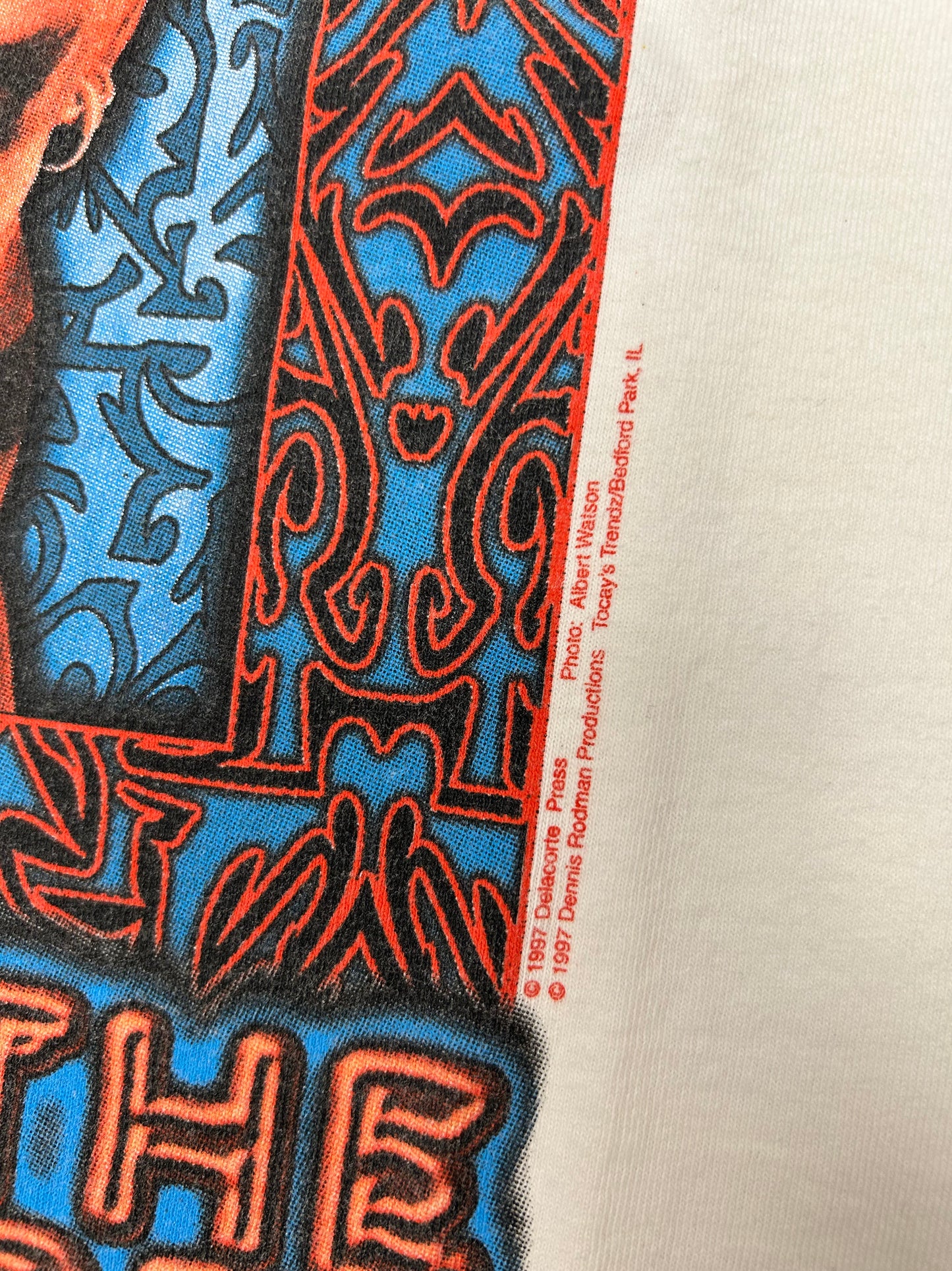 Vintage 1997 Dennis Rodman Walk On The Wild Side Book Promo Shirt XL 23.25x32 Inches Rare White