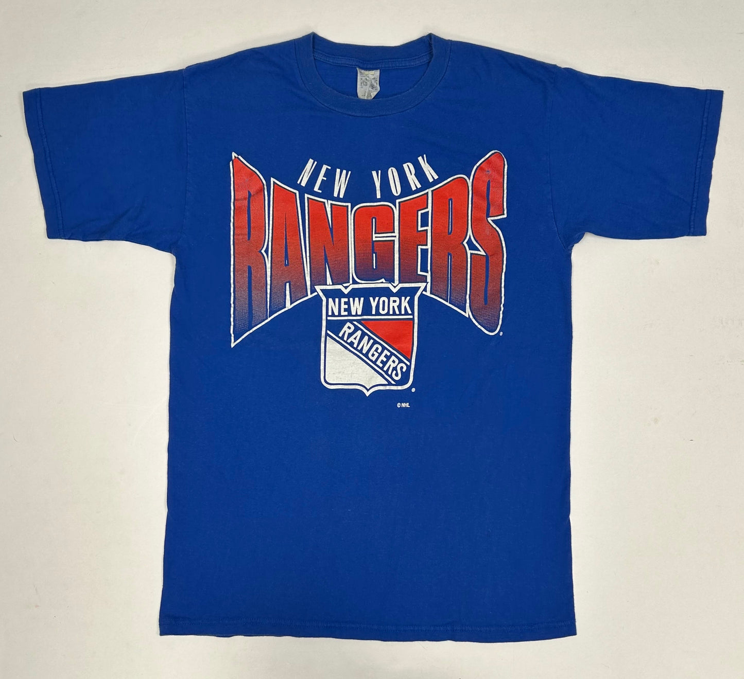Vintage 90s Competitor New York Rangers NHL Graphic Tee M/L Fit Long Medium Thin Large 20.5x30 Inches