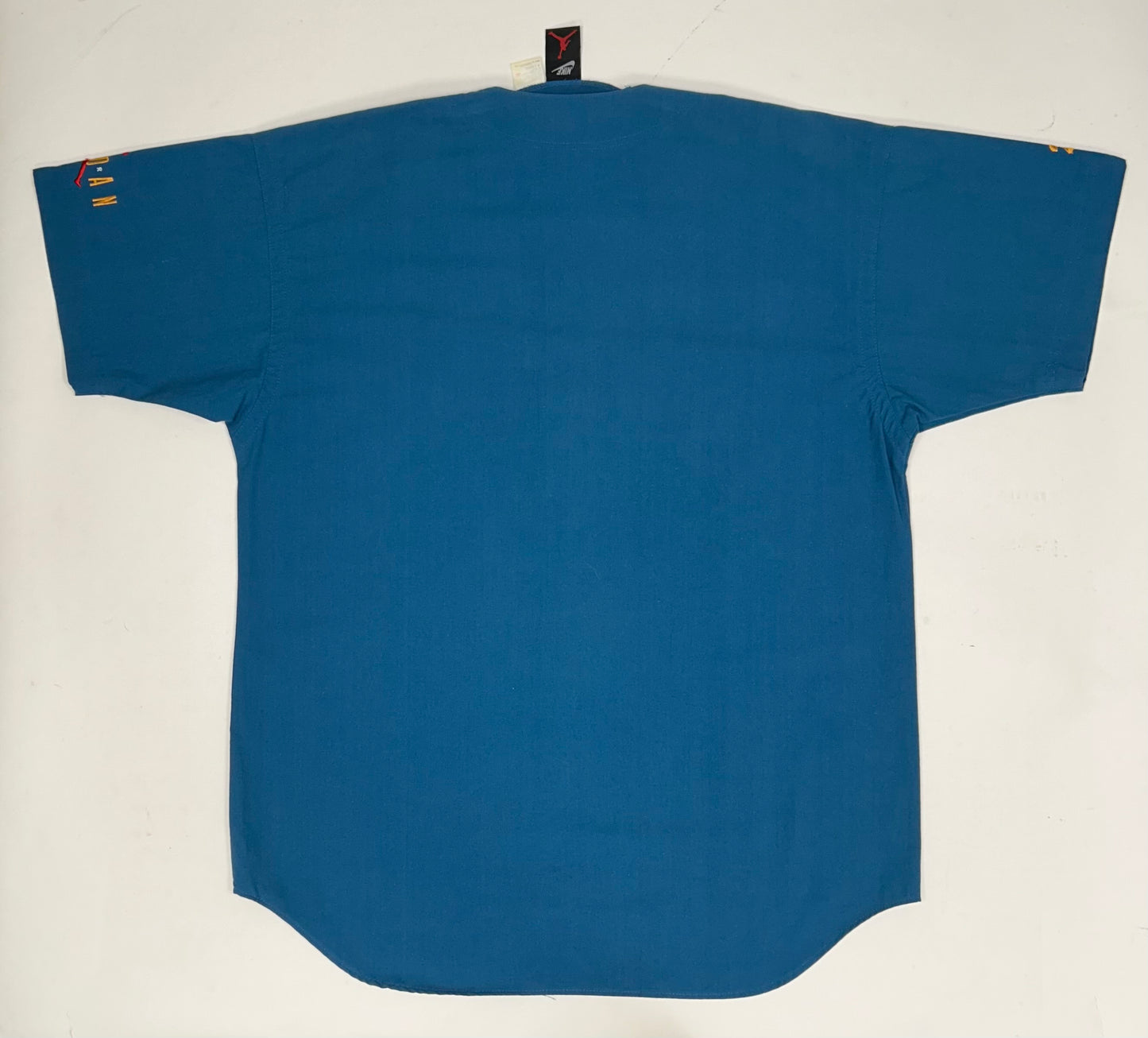 Vintage Nike Air Jordan 'Spellout Logo' Baseball Jersey Blue 1991 Rare XL 27.25x33.5x36 Inches