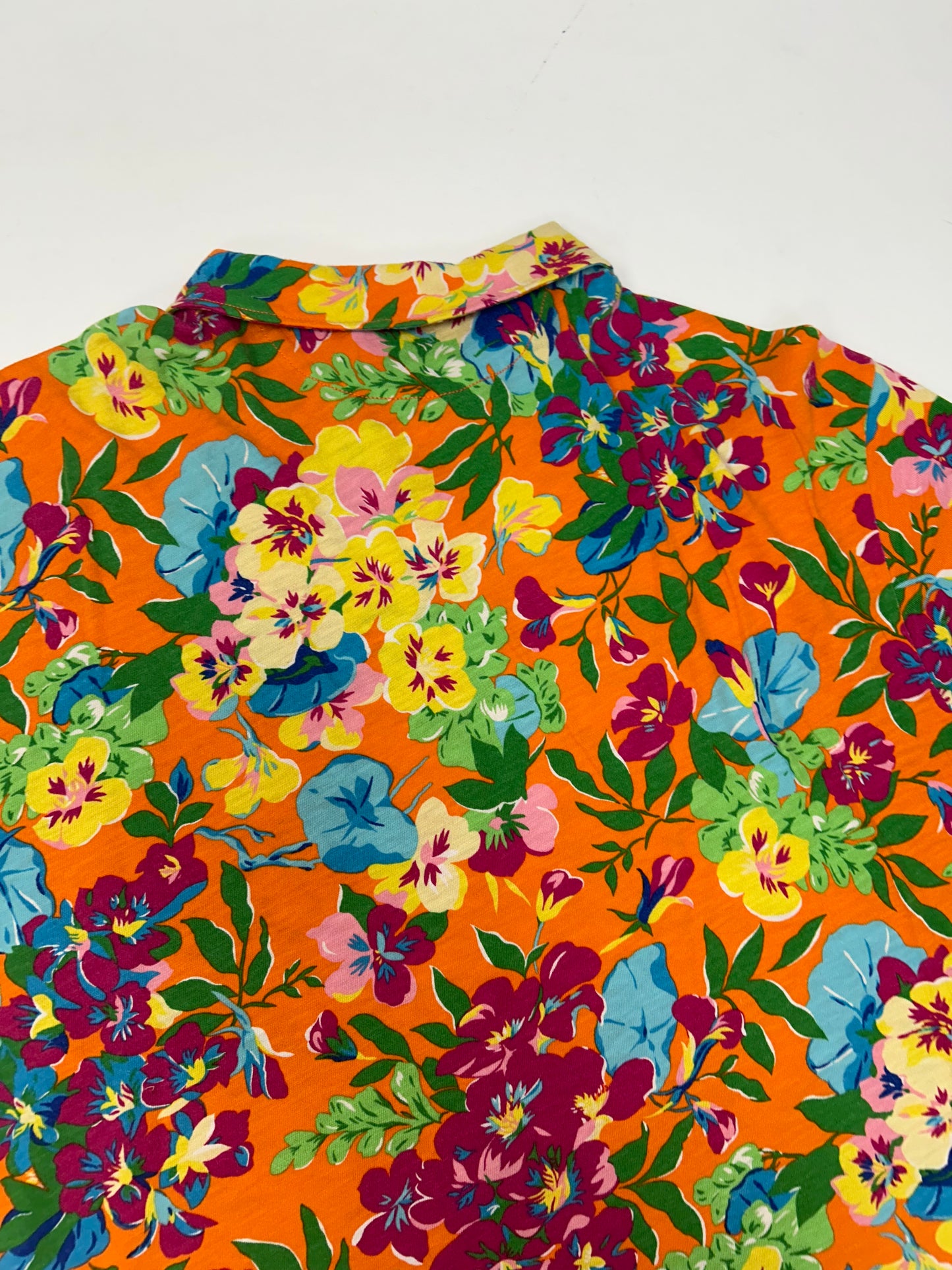 Vintage Polo Ralph Lauren Floral Pattern Hawaiian Polo Shirt XL Orange PCO-22W