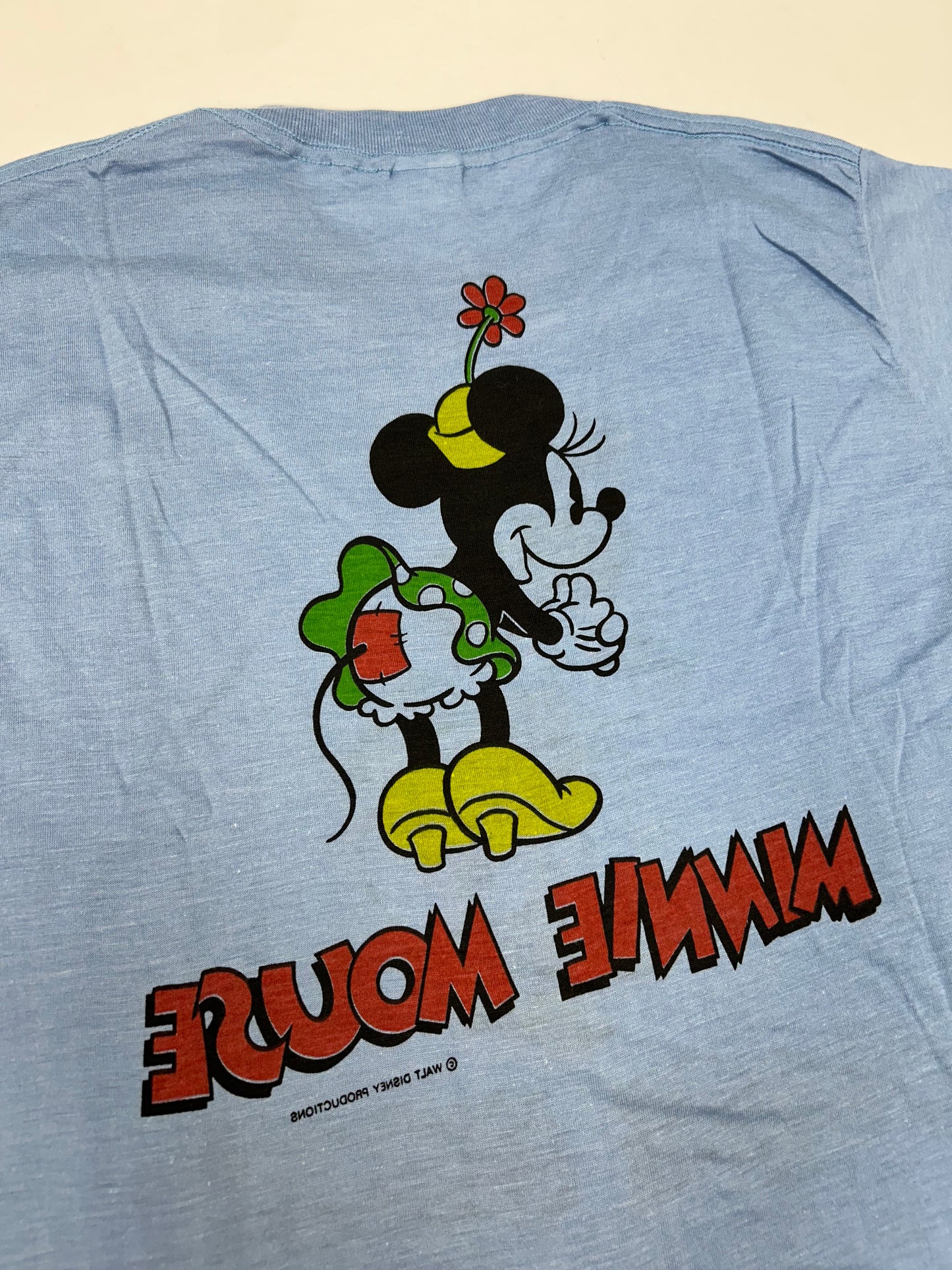Vintage 70s Tropix Togs Double Sided Minnie Mouse Single Stitch Tagged Large Fits Medium 19.75x29.5 Inches Blue New