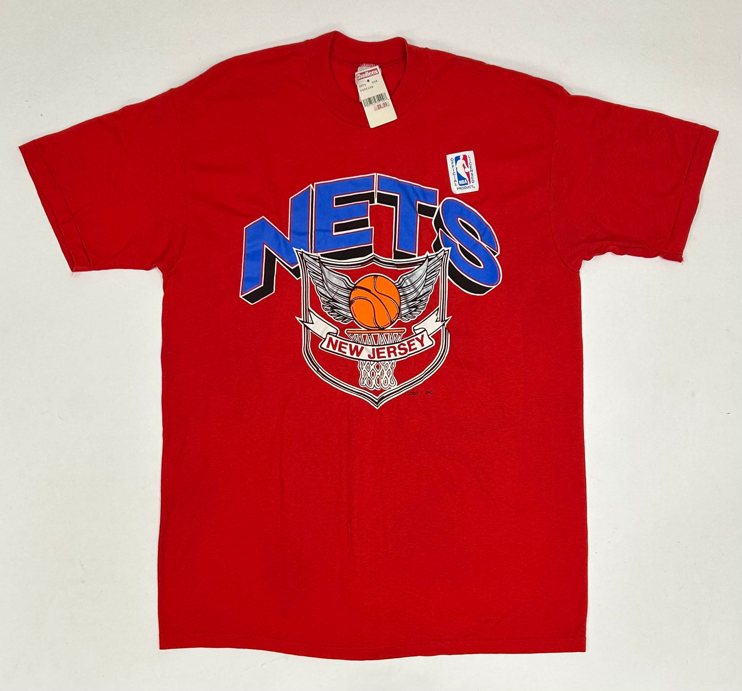 Vintage New Jersey Nets NBA T-shirt Logo 7 80s Dead Stock Brand New With Tag L/M Fit 21.5x30.75 Inches