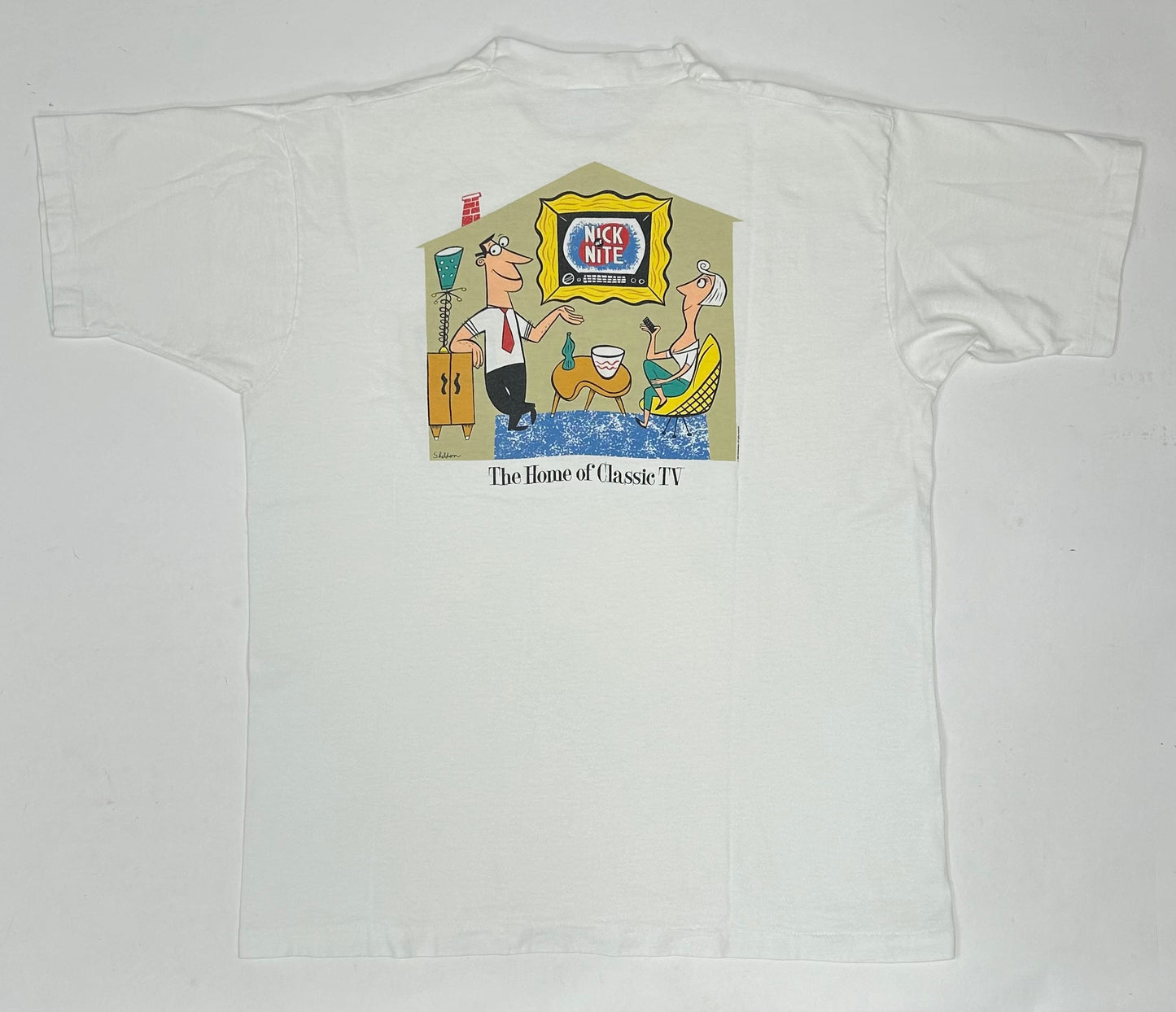 Vintage 1993 Nickelodeon Nick at Nite The Home Of Classic TV Promo Tee XL 23.5x30 Inches