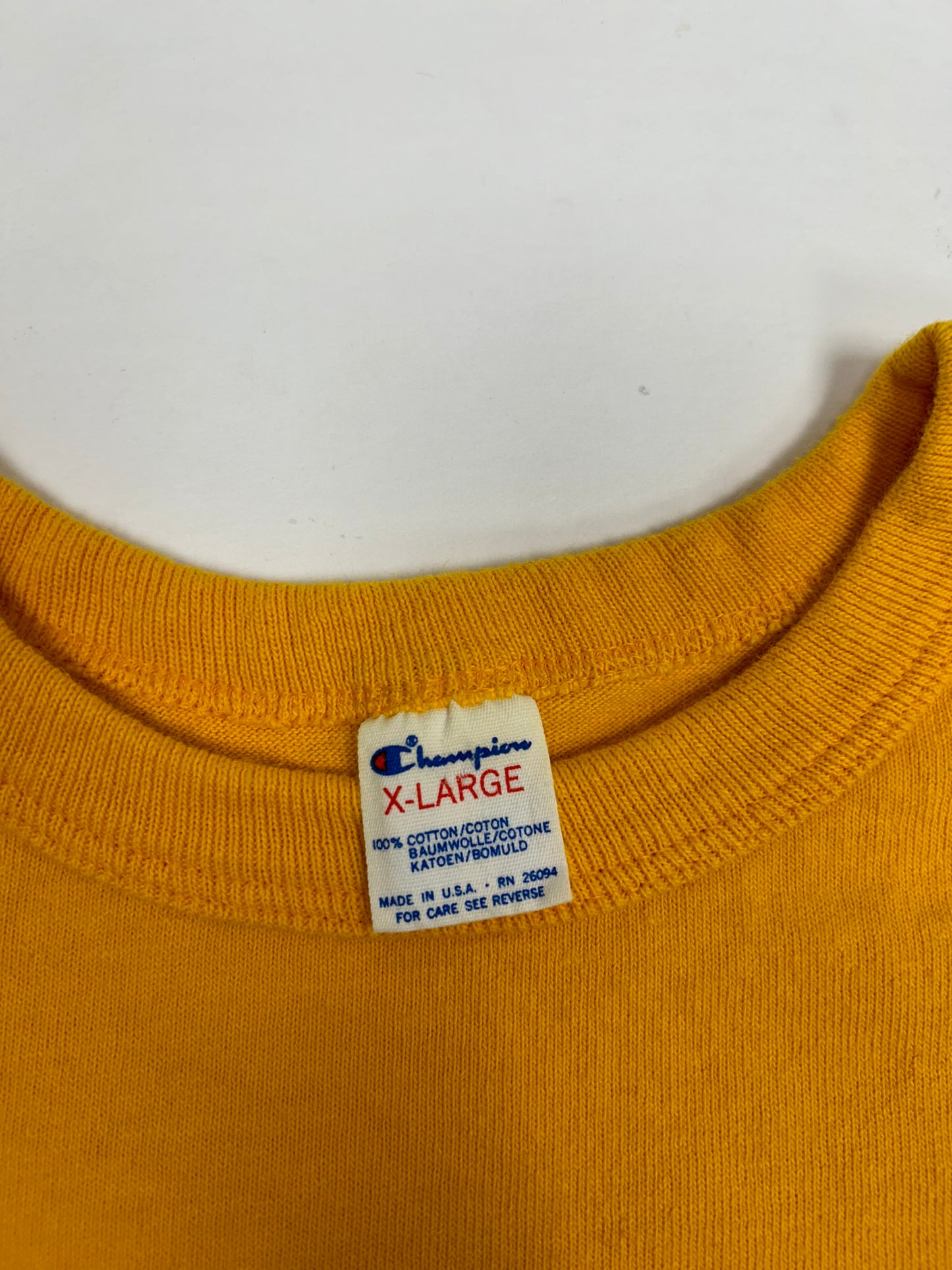 Vintage Champion Chest Script Essential Tee Tagged XL Can Fit Large 22.5x31.75 Inches Made In USA