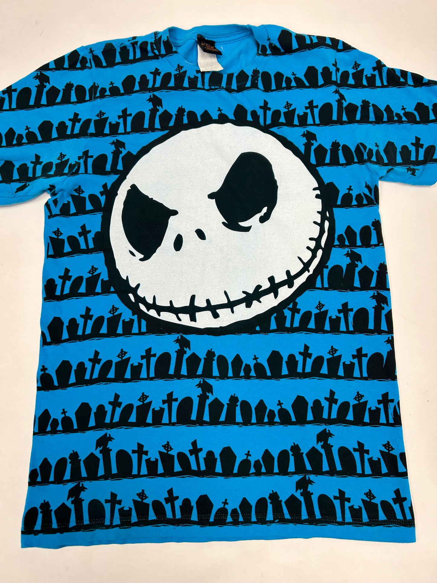 Vintage Disney The Nightmare Before Christmas Jack Skellington Face All Over Print Tee Small 18.25x27.25 Inches