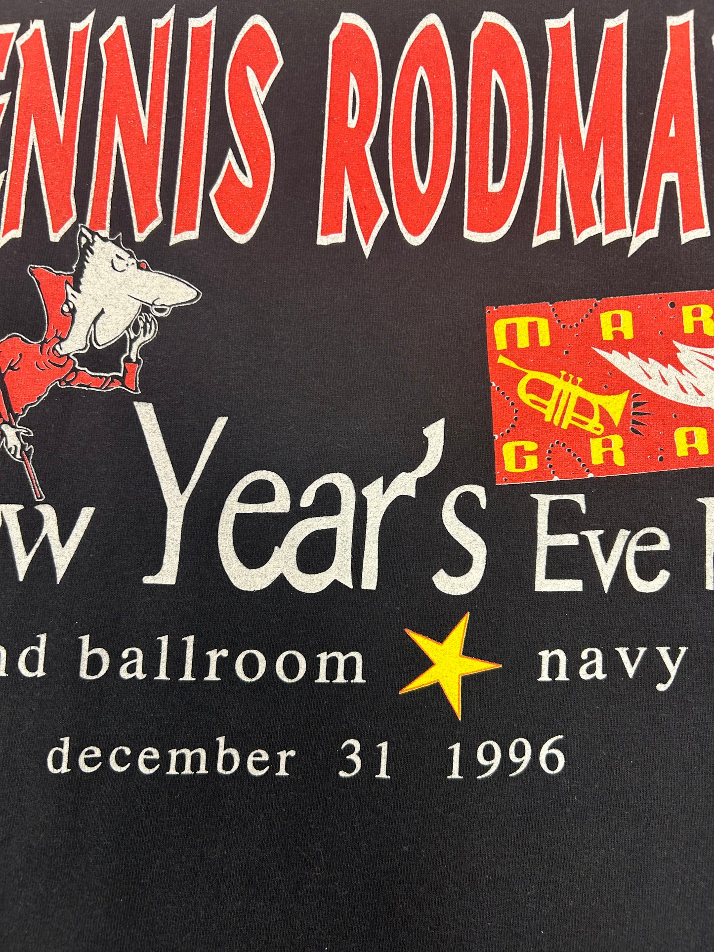 Vintage 1996 Dennis Rodman New Year’s Eve Party Chairman Of The Boards Tee Exclusive Shirt Rare XL 23.25x28.5 Inches