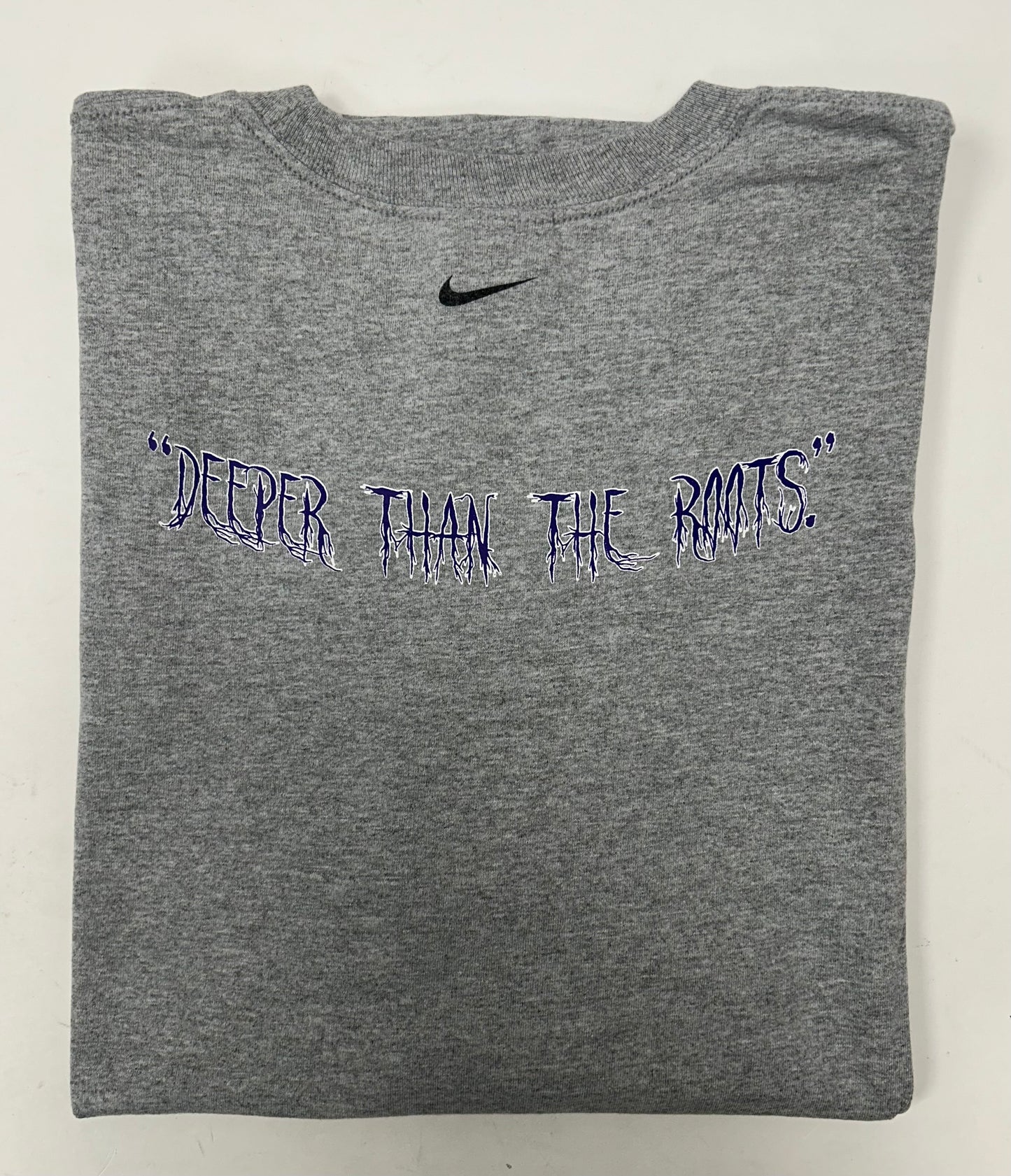 Edgewood NJ first edition “Deeper Than The Roots.” Tee 3XL 28x31.5 Inches Gray 00s Nike Team Blank Shirt