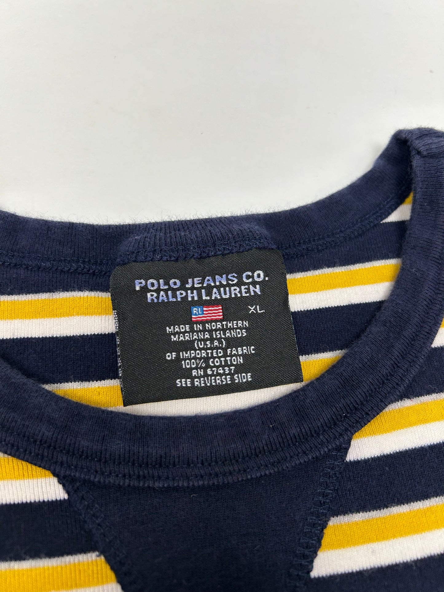 Vintage Ralph Lauren Polo Jeans Co. Striped T Shirt Mens XL Skater Preppy Tee