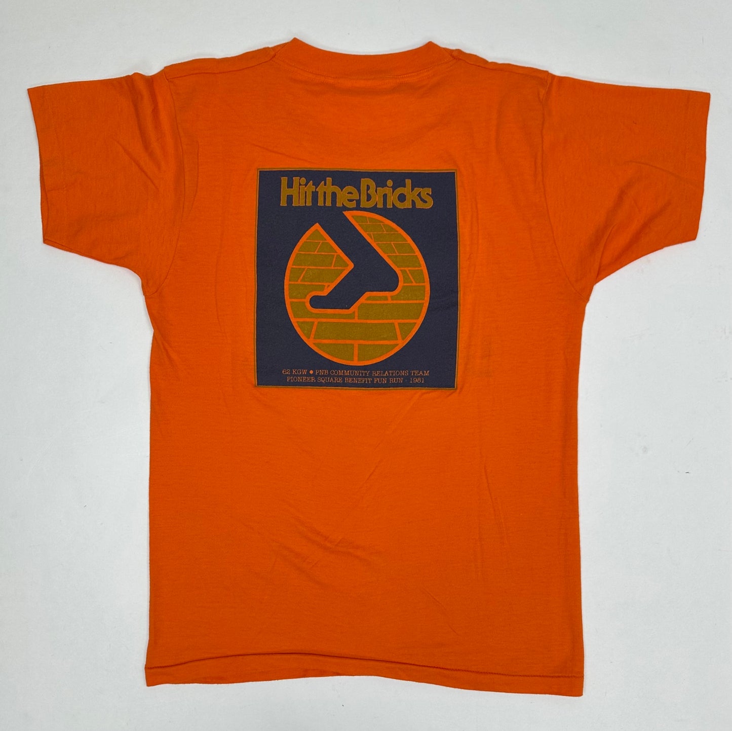 Vintage 1981 Hit The Bricks PNB Community Relations Team Pioneer Square Benefit Fun Run Nike Race Official Small 18.75x26.5 Inches