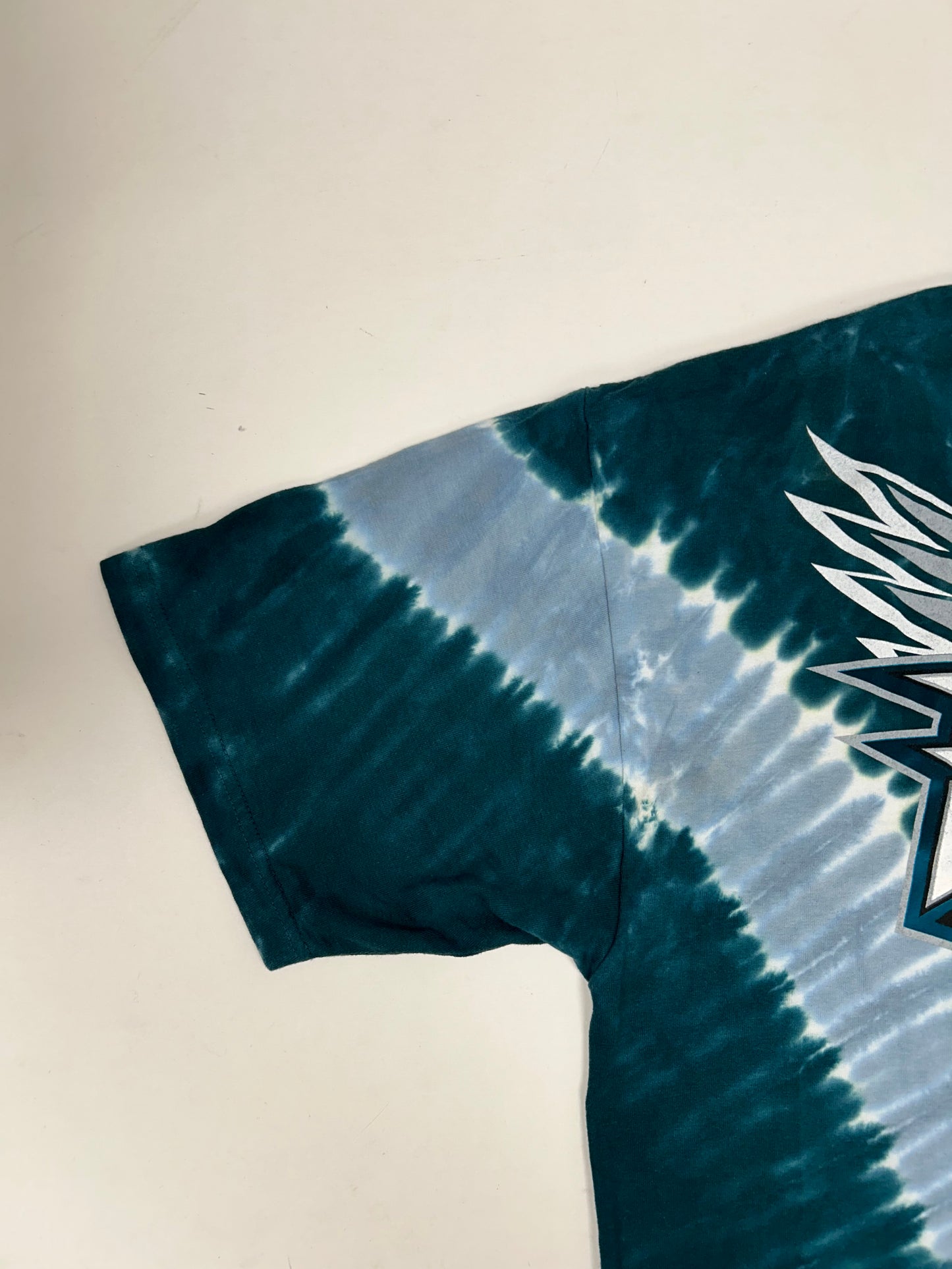 Vintage Philadelphia Eagles NFL Double Sided All Over Print Tie-Dye T-Shirt Size 2XL 26.25x32.5 Inches