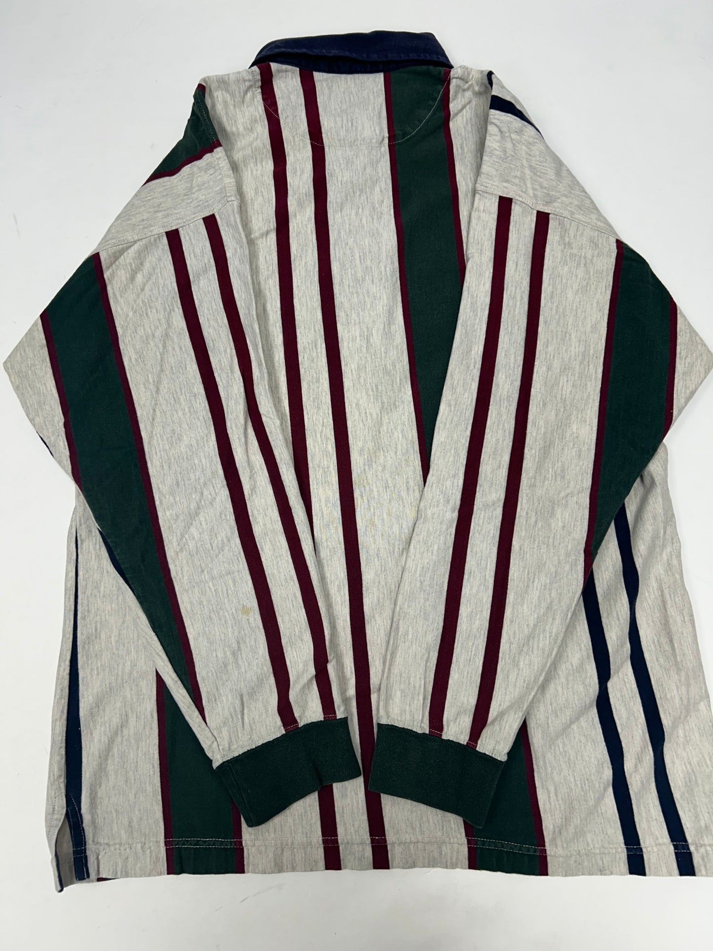 Vintage Chaps Ralph Lauren Rugby Shirt Mens XL Striped Green Red Polo 90s Skate