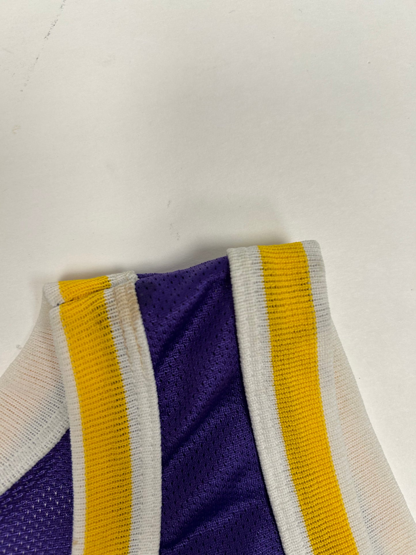 Vintage 90s Champion Los Angeles Lakers NBA Eddie Jones #6 Jersey Purple Size 44 Large 22.76x32.25 Inches