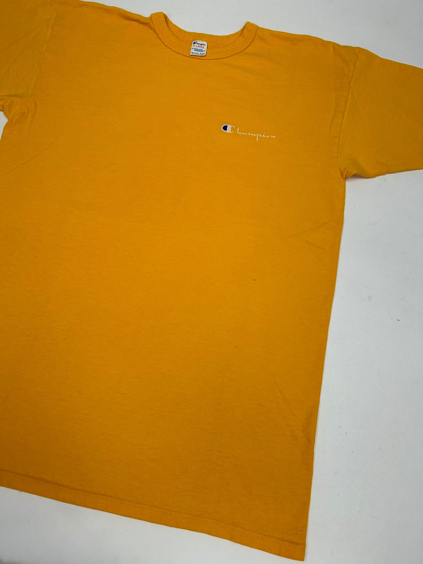 Vintage Champion Chest Script Essential Tee Tagged XL Can Fit Large 22.5x31.75 Inches Made In USA