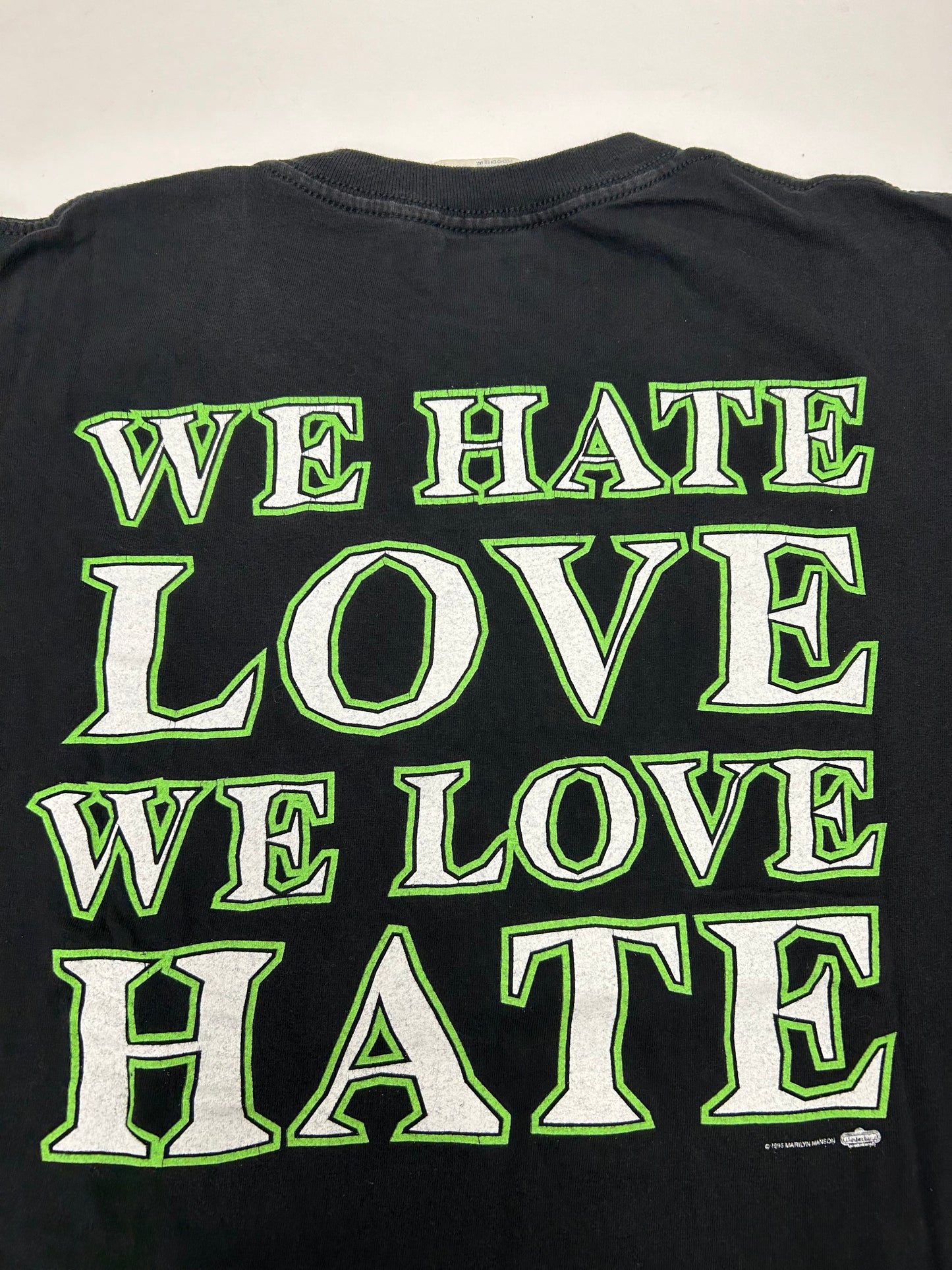 Vintage Marilyn Manson We Hate Love We Love Hate Music Tee 1995 Winterland Large 21.75x27 Inches