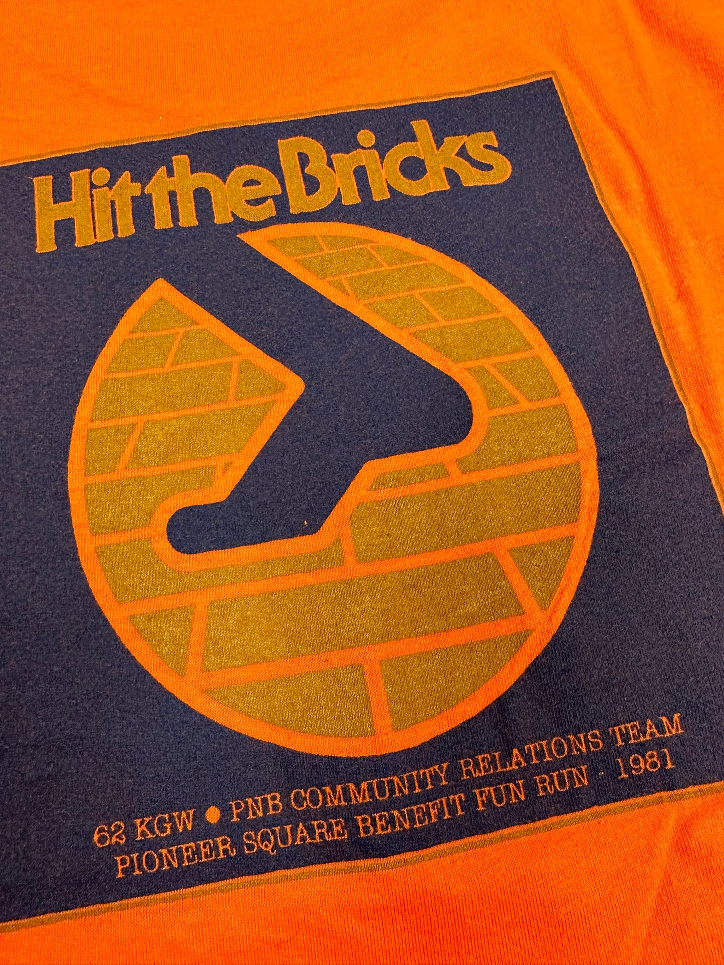 Vintage 1981 Hit The Bricks PNB Community Relations Team Pioneer Square Benefit Fun Run Nike Race Official Small 18.75x26.5 Inches