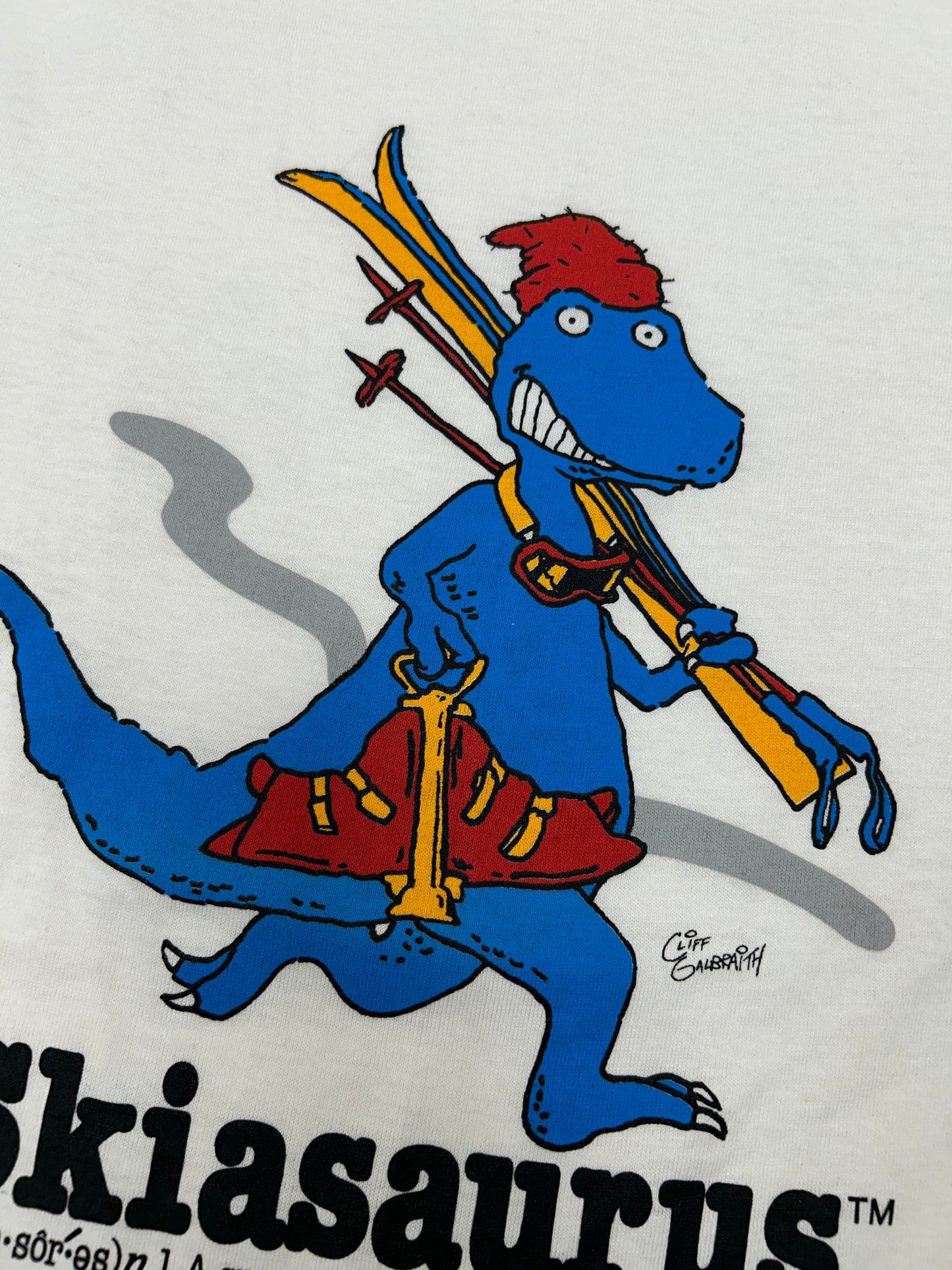 Vintage 1986 Saurus Gang Skiasaurus Talking Tops Dinosaurs T-Shirt 18.75x27.25 S/M