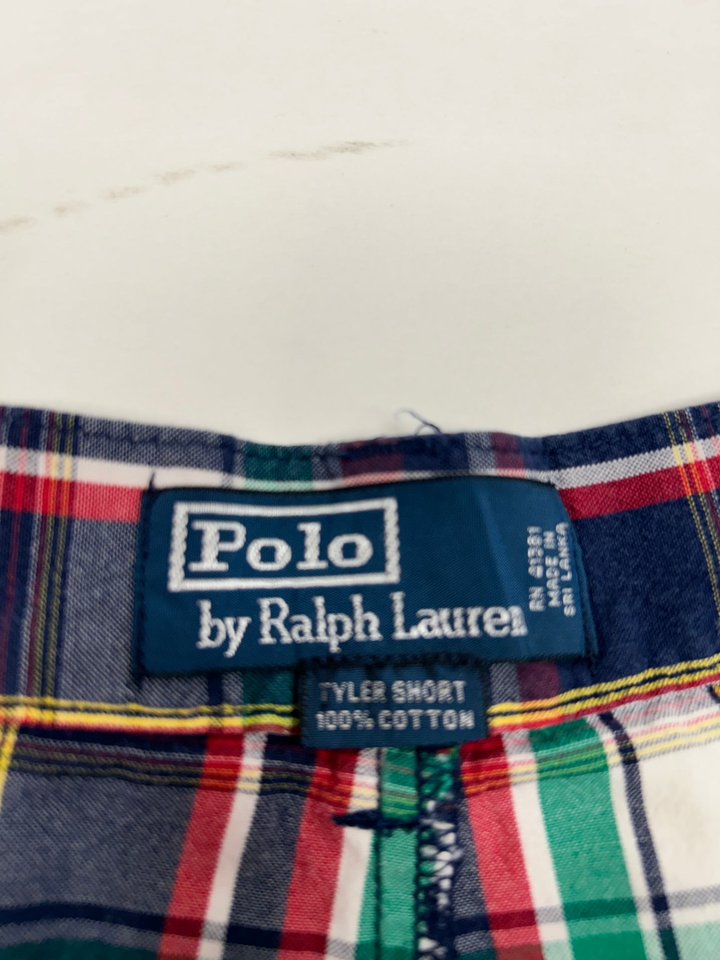 Polo Ralph Lauren Men's Check Blue Pockets Plaid Tyler Shorts Tagged 34”