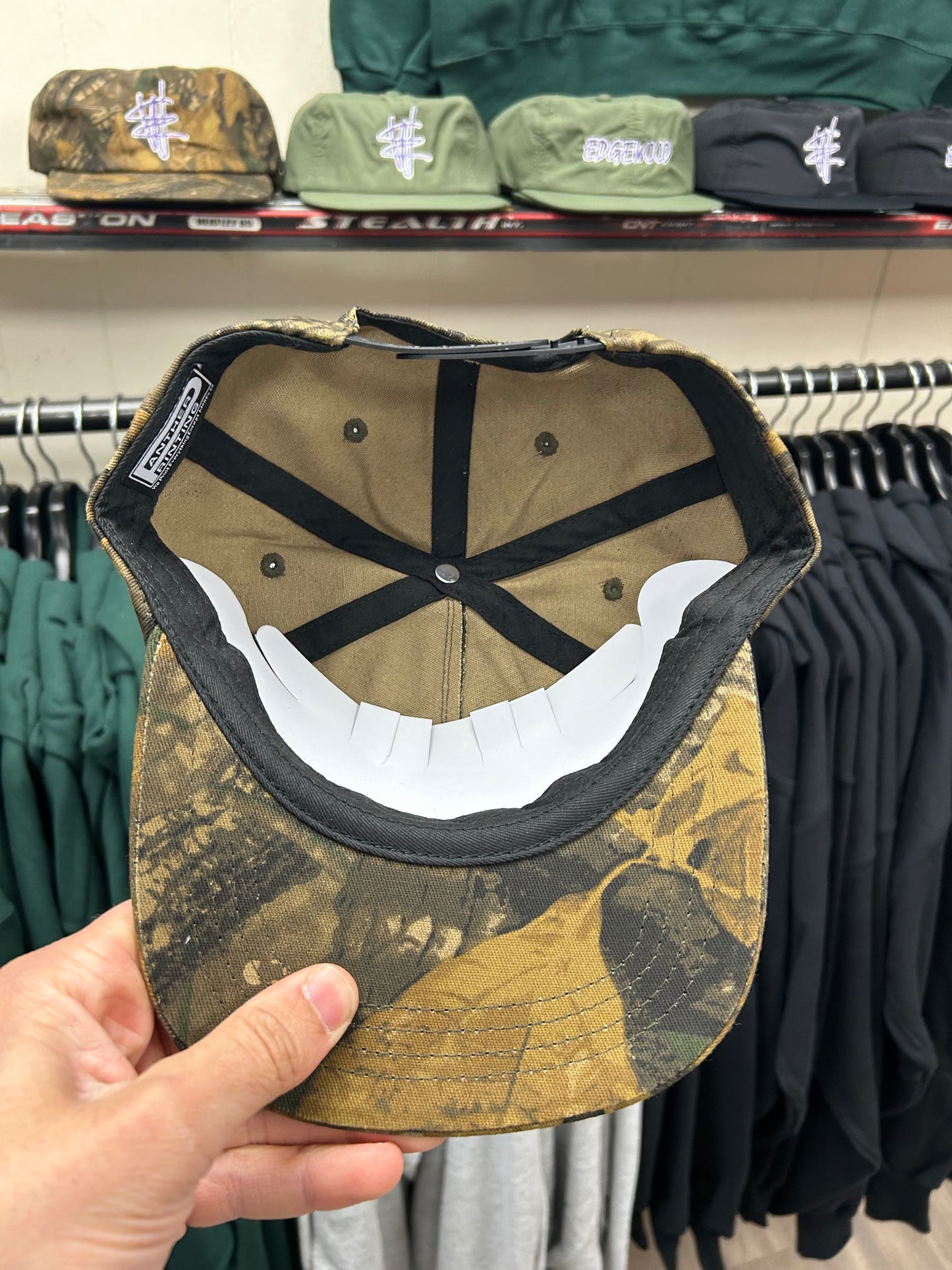 Edgewood NJ Team Spell Out Logo 5 Panel Cotton Adjustable SnapBack Hat Vintage Camo