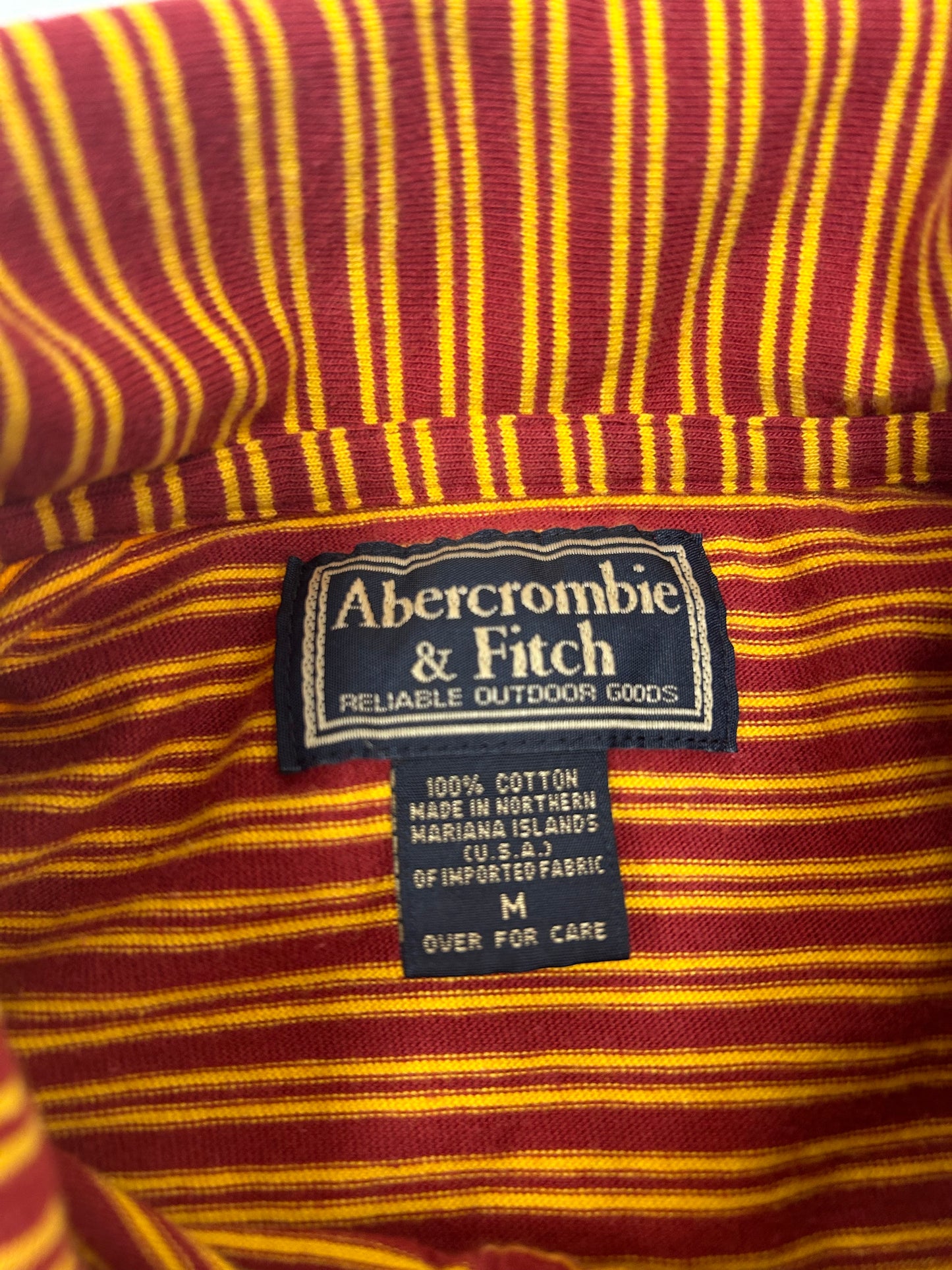 Yellow & Red Abercrombie Striped Polo Medium
