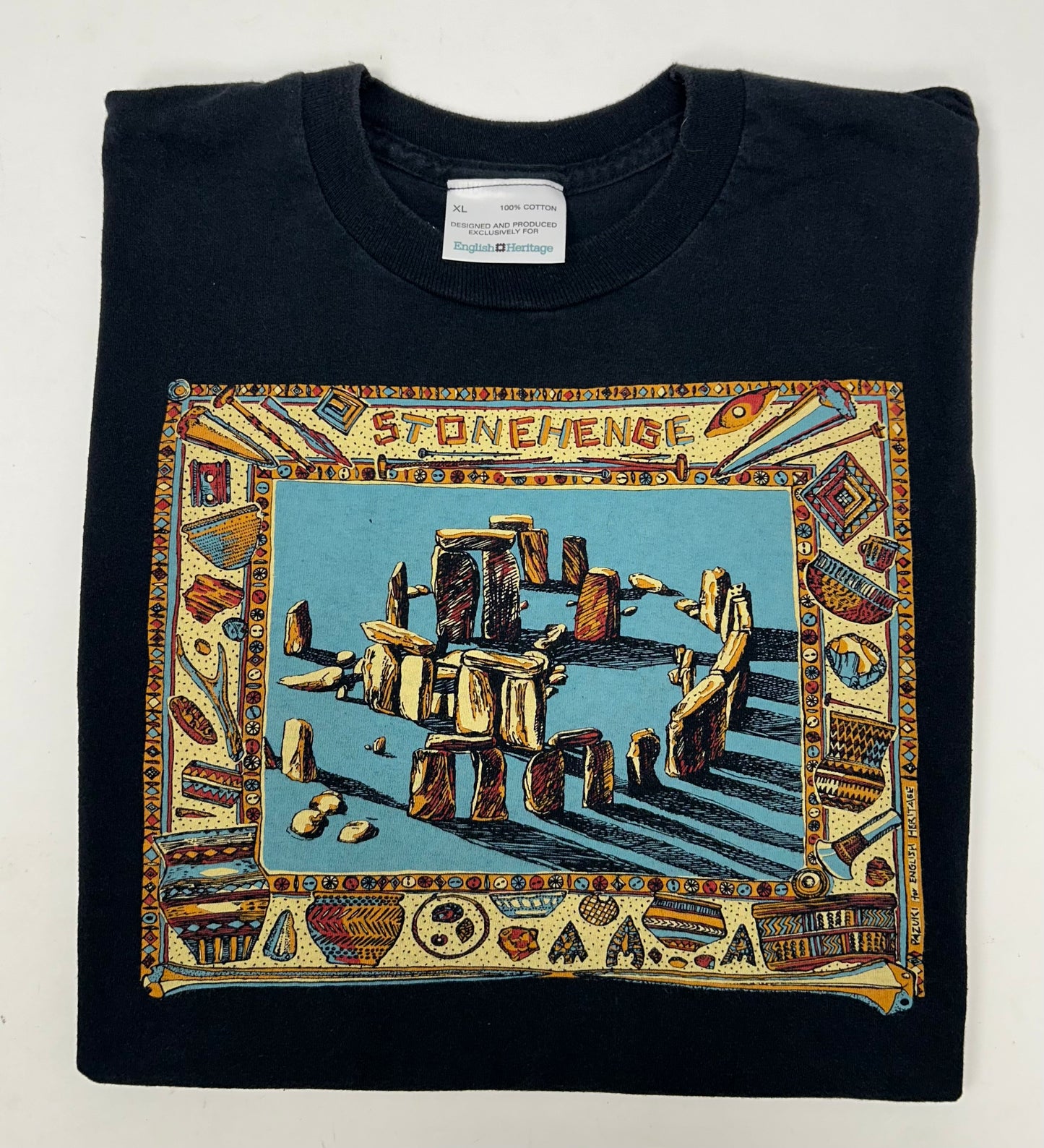 Vintage Stonehenge Graphic English Heritage T-shirt Size XL 23.75x28.5 Inches Black Art Shirt