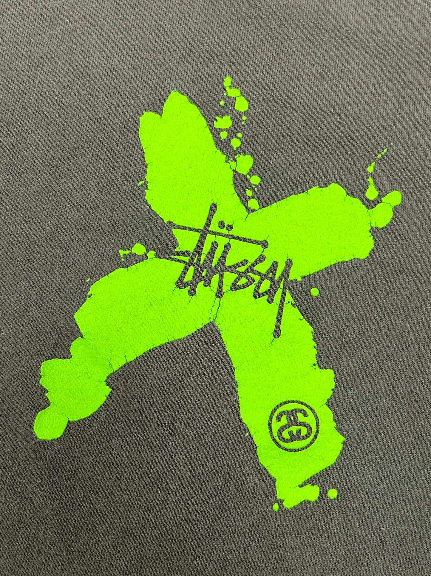 Vintage 90s Stussy DX Green X Degeneration X Style Graphic WWF Tee Large 21.25x27.5 Inchee USA
