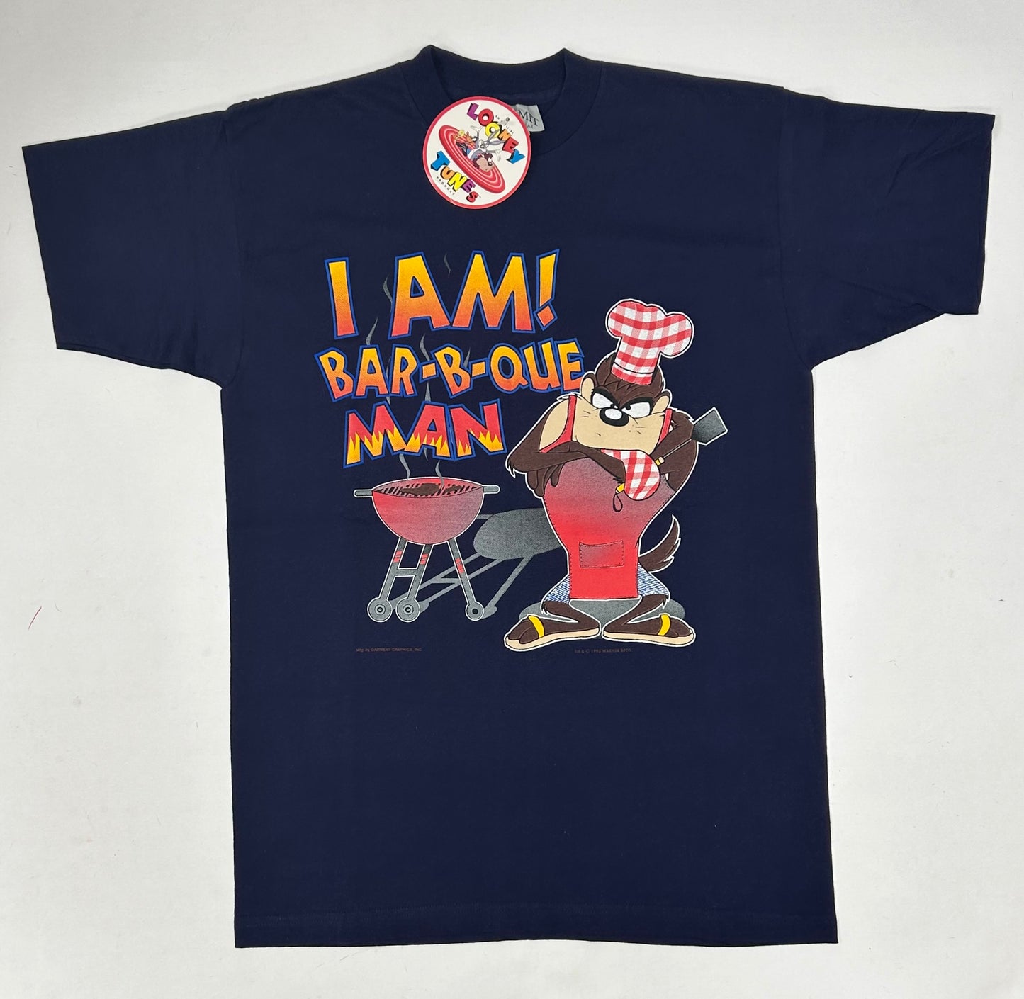Vintage 1996 Taz Looney Tunes I Am! Bar-B-Que Man Warner Bros. Tee Brand New Large Can Fit Medium 21x31.25 Inches