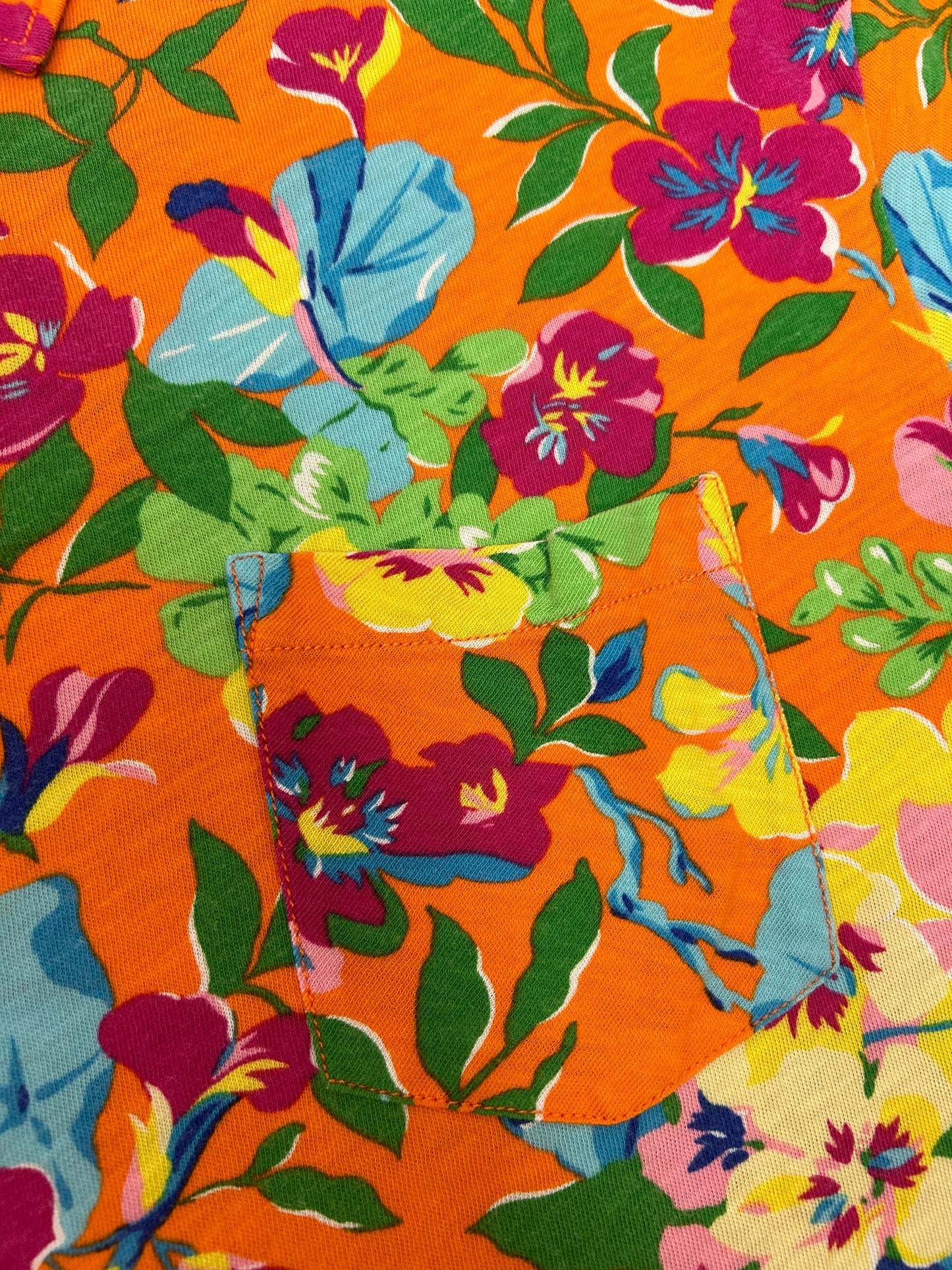 Vintage Polo Ralph Lauren Floral Pattern Hawaiian Polo Shirt XL Orange PCO-22W