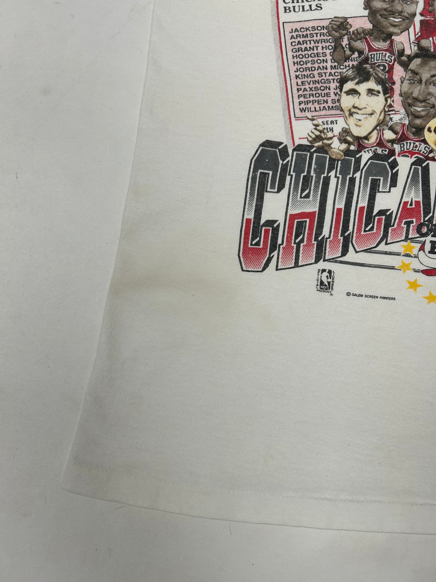 Vintage Chicago Bulls 1991 NBA Champs Caricature Team Salem Sportswear Sleeveless Chopped Tank Top Tee Medium/Small Fit