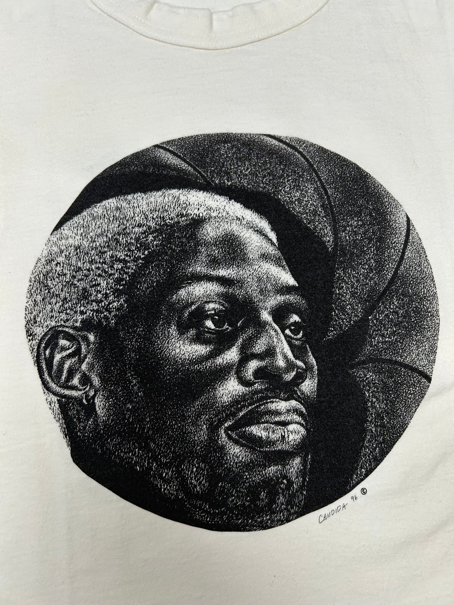 Vintage Dennis Rodman Shadow Graphic Candida 1996 Tank Top Sleeveless Shirt Large 20.75x28.5 Inches White
