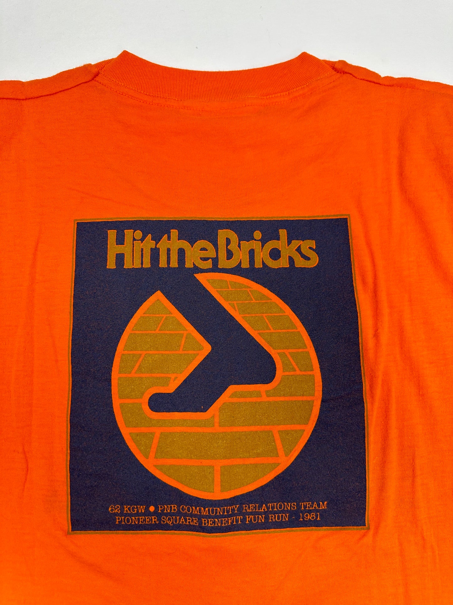 Vintage 1981 Hit The Bricks PNB Community Relations Team Pioneer Square Benefit Fun Run Nike Race Official Small 18.75x26.5 Inches