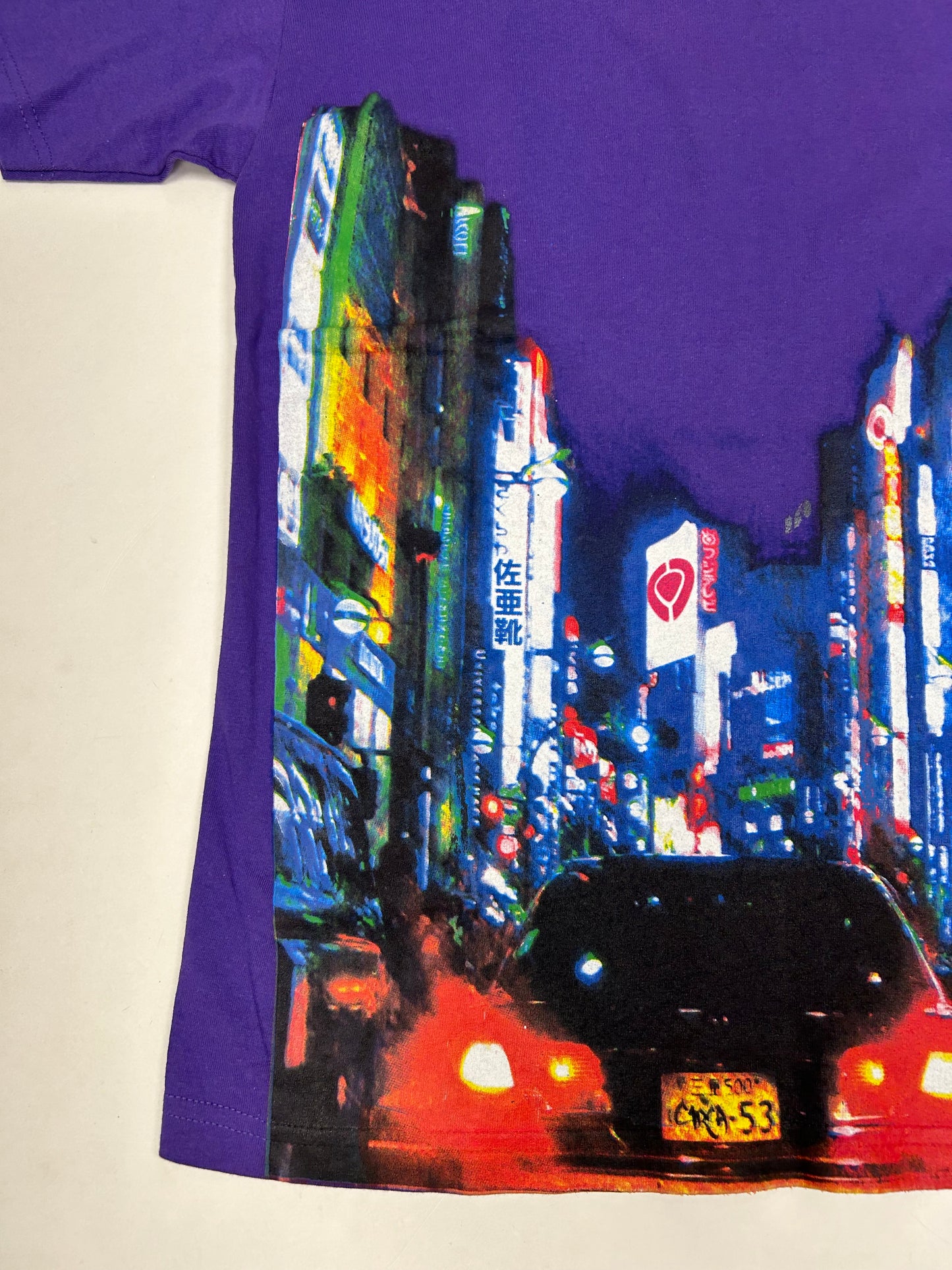 Vintage Circa Footwear City Tokyo Image Skate Tee Large 21.5x31.5 Inches Purple