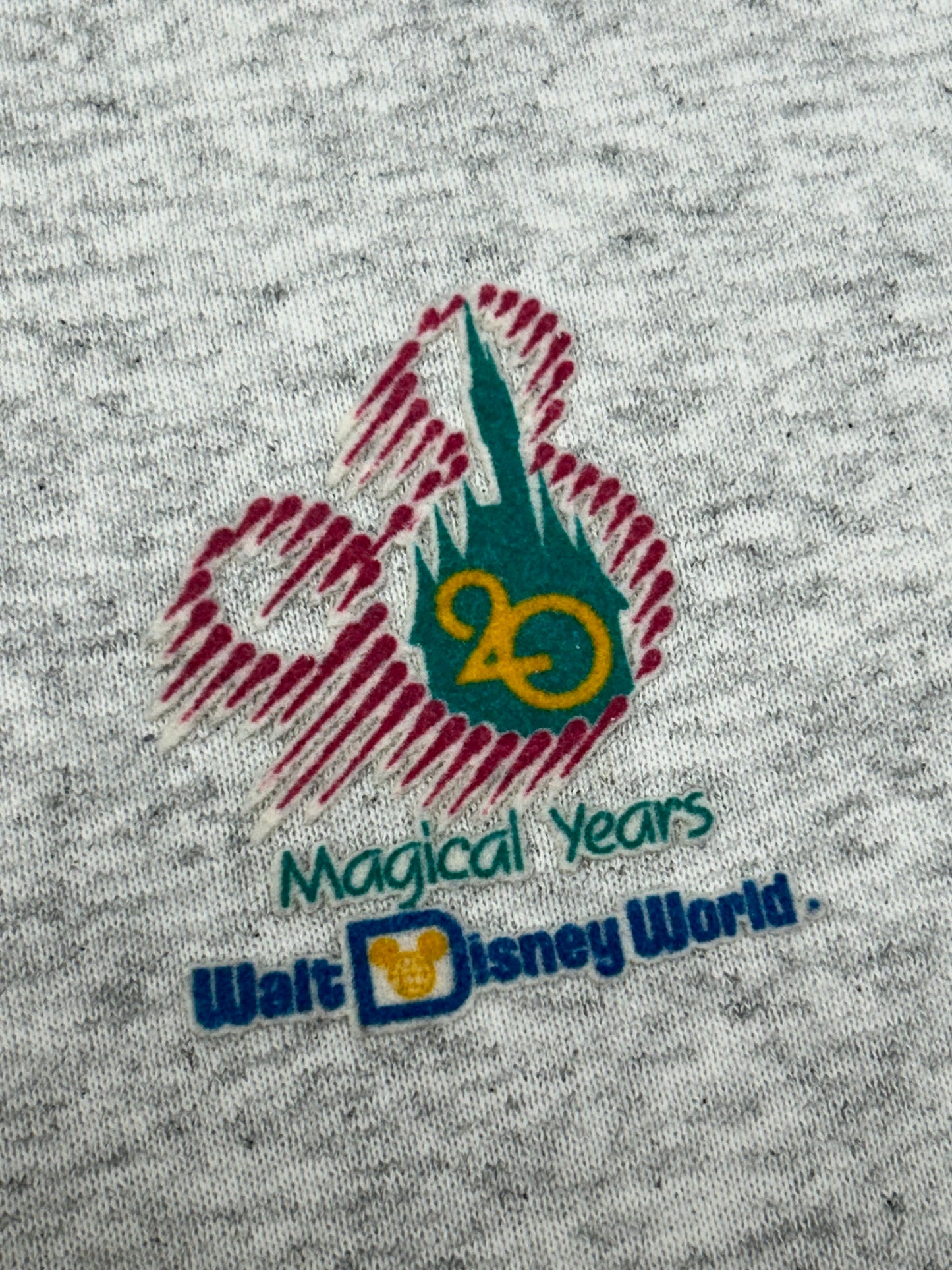 Vintage Walt Disney World 20 Magical Years Sweatshirt Zip Up 22.5x26.5 Inches