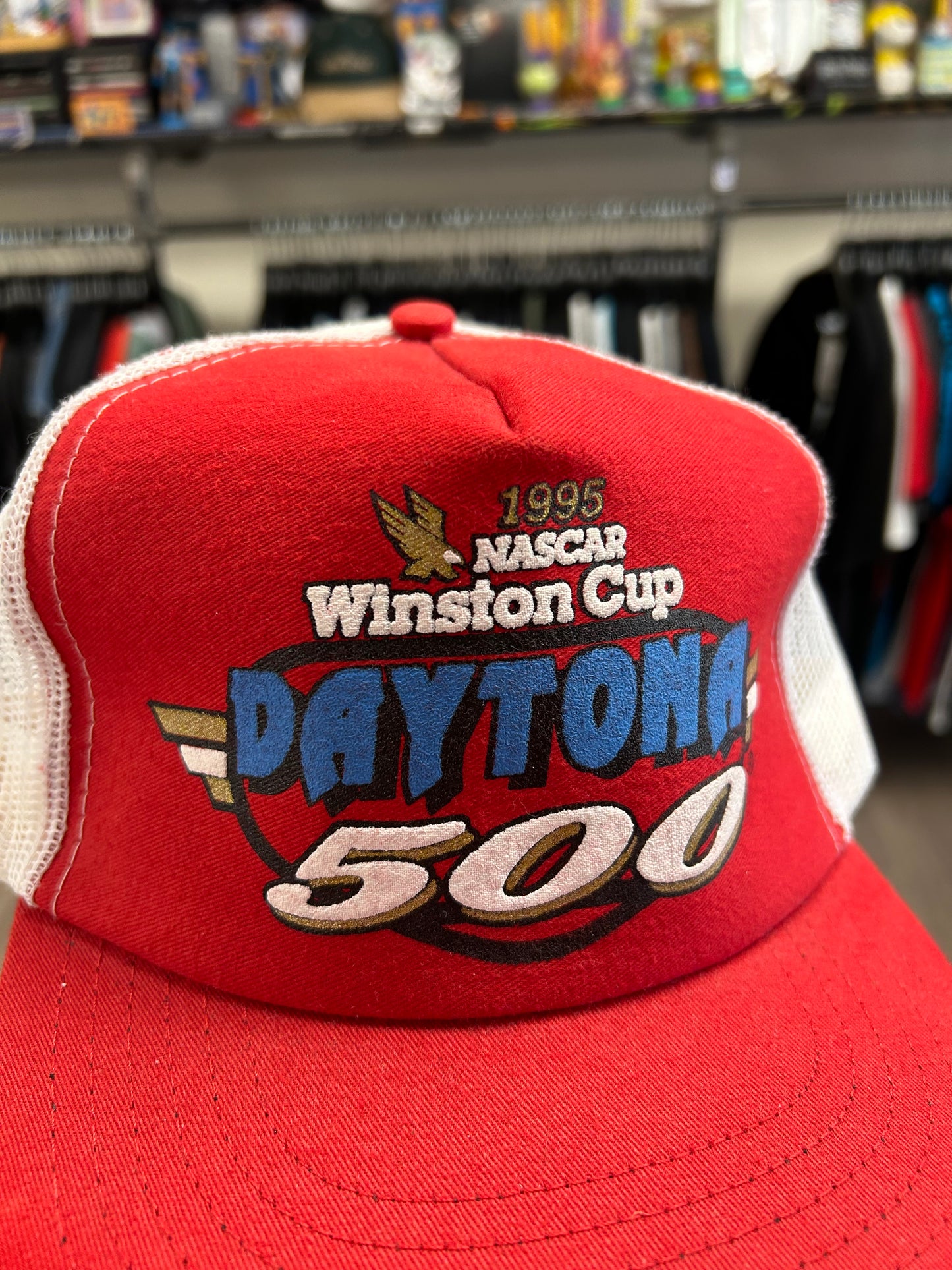 Vintage 1995 NASCAR Winston Cup Daytona 500 Trucker Snapback Hat Car Brand New