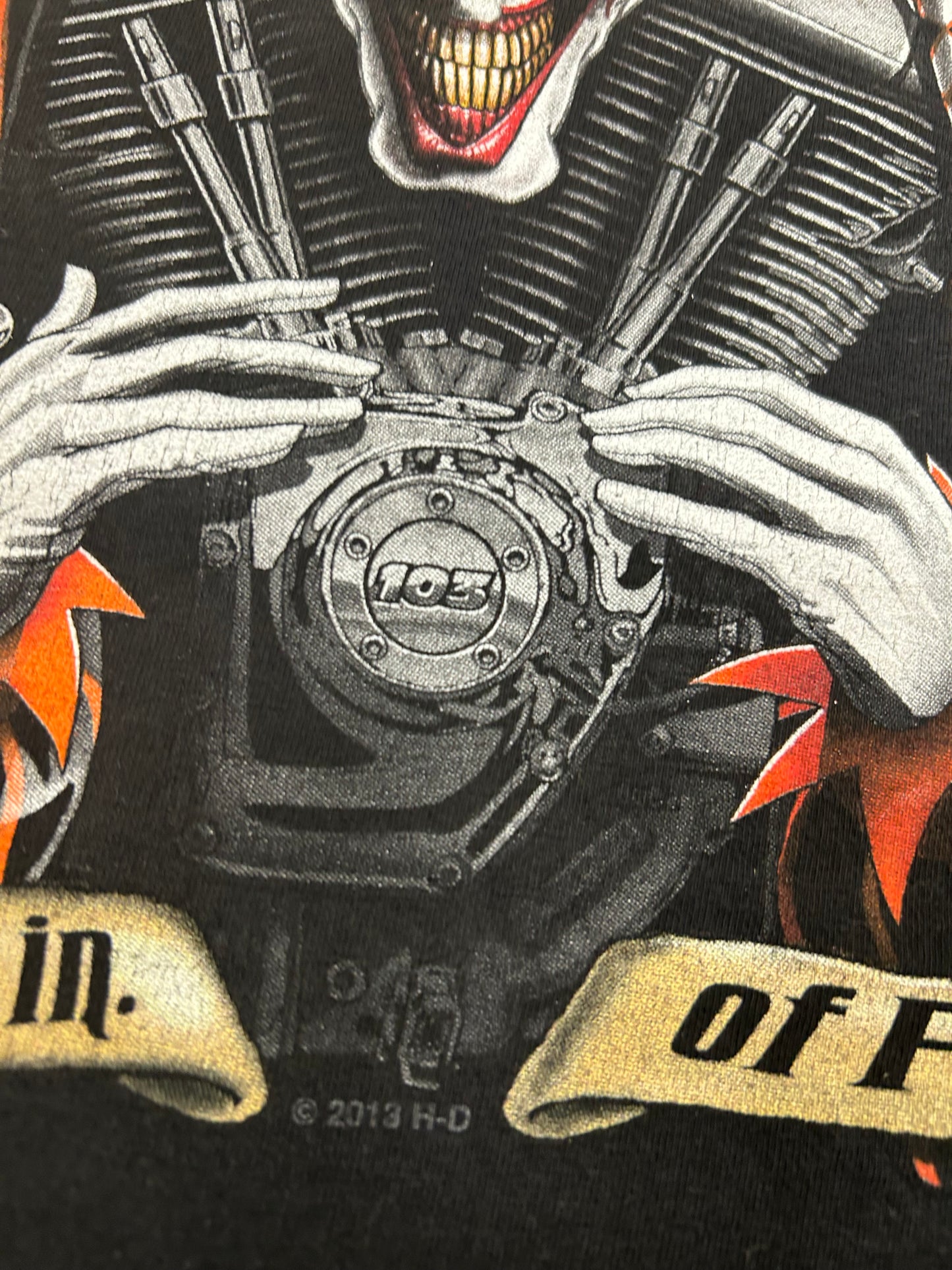 2010s Harley Davidson Motorcycles Woodstock New York Joker Tee 2XL