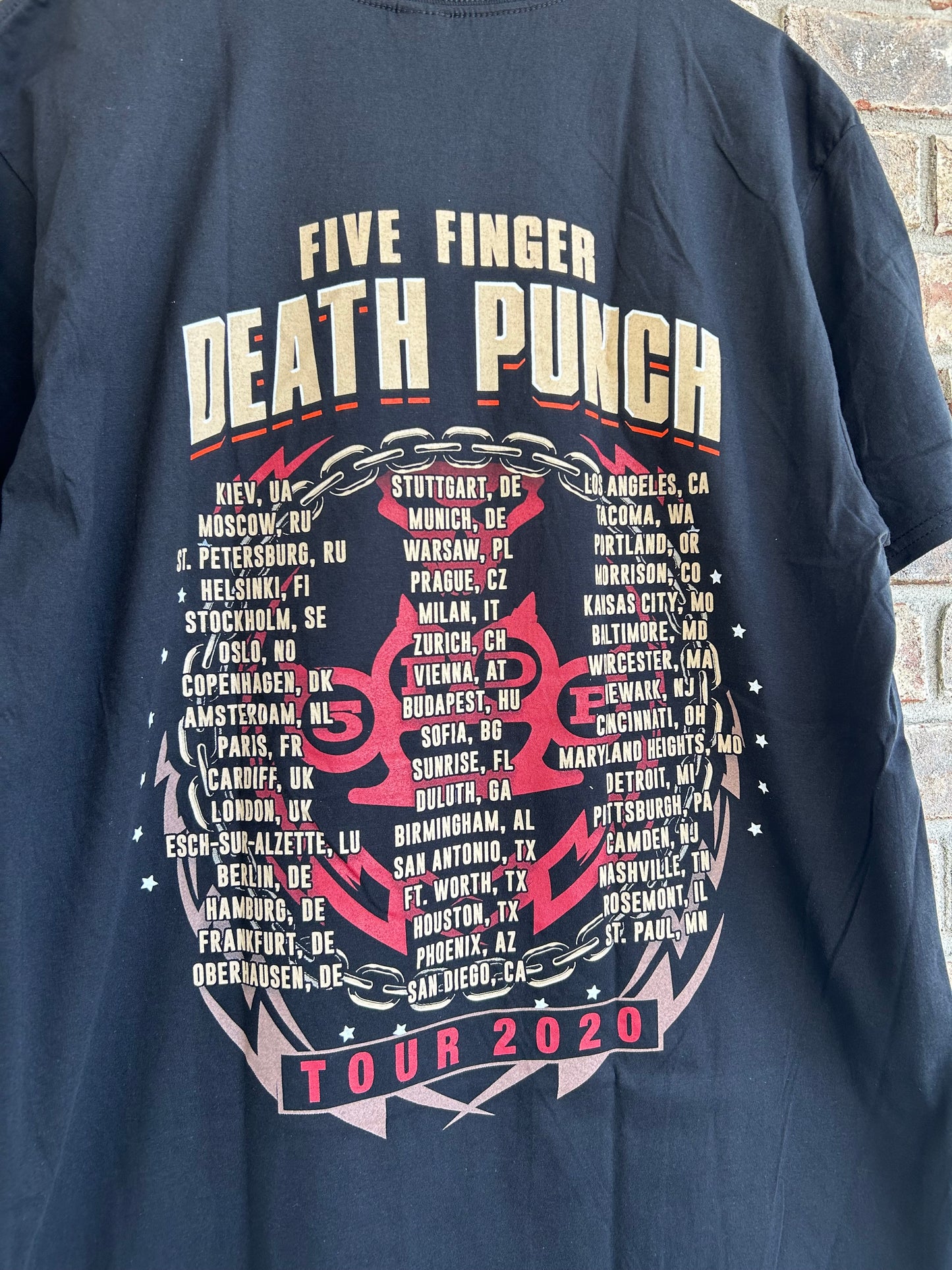 Five Finger Death Punch Got Your Six Tour 2020 Shirt Music Band Tee XL 23.75x31.75 Inches