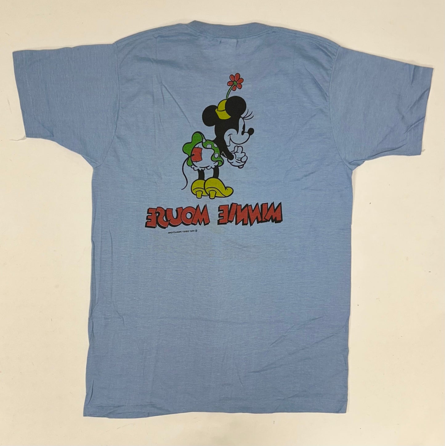 Vintage 70s Tropix Togs Double Sided Minnie Mouse Single Stitch Tagged Large Fits Medium 19.75x29.5 Inches Blue New