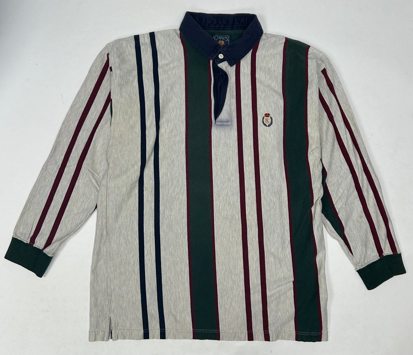 Vintage Chaps Ralph Lauren Rugby Shirt Mens XL Striped Green Red Polo 90s Skate