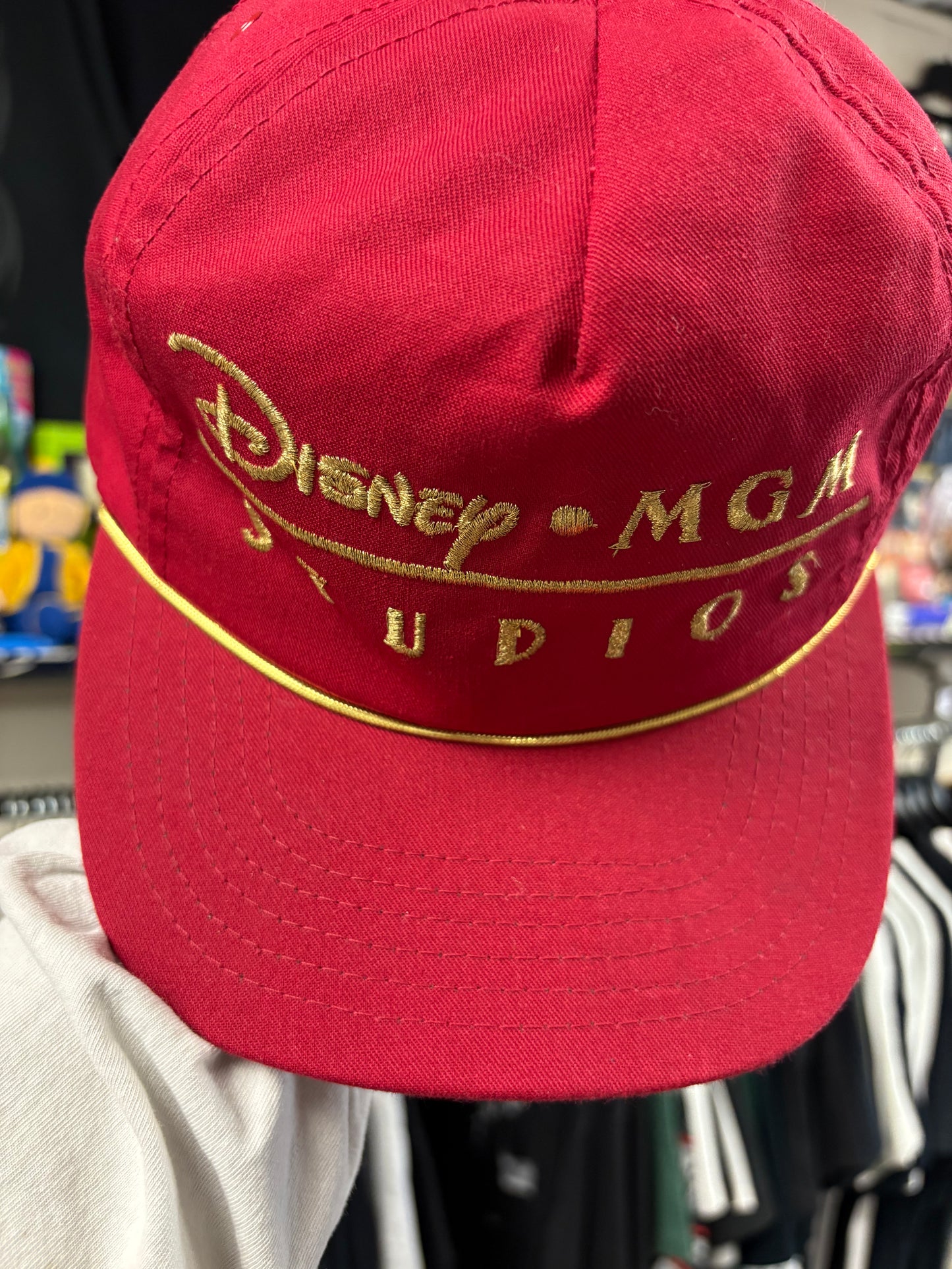 Vintage Disney MGM Studios Gold embroidered trucker hat red/maroon USA made