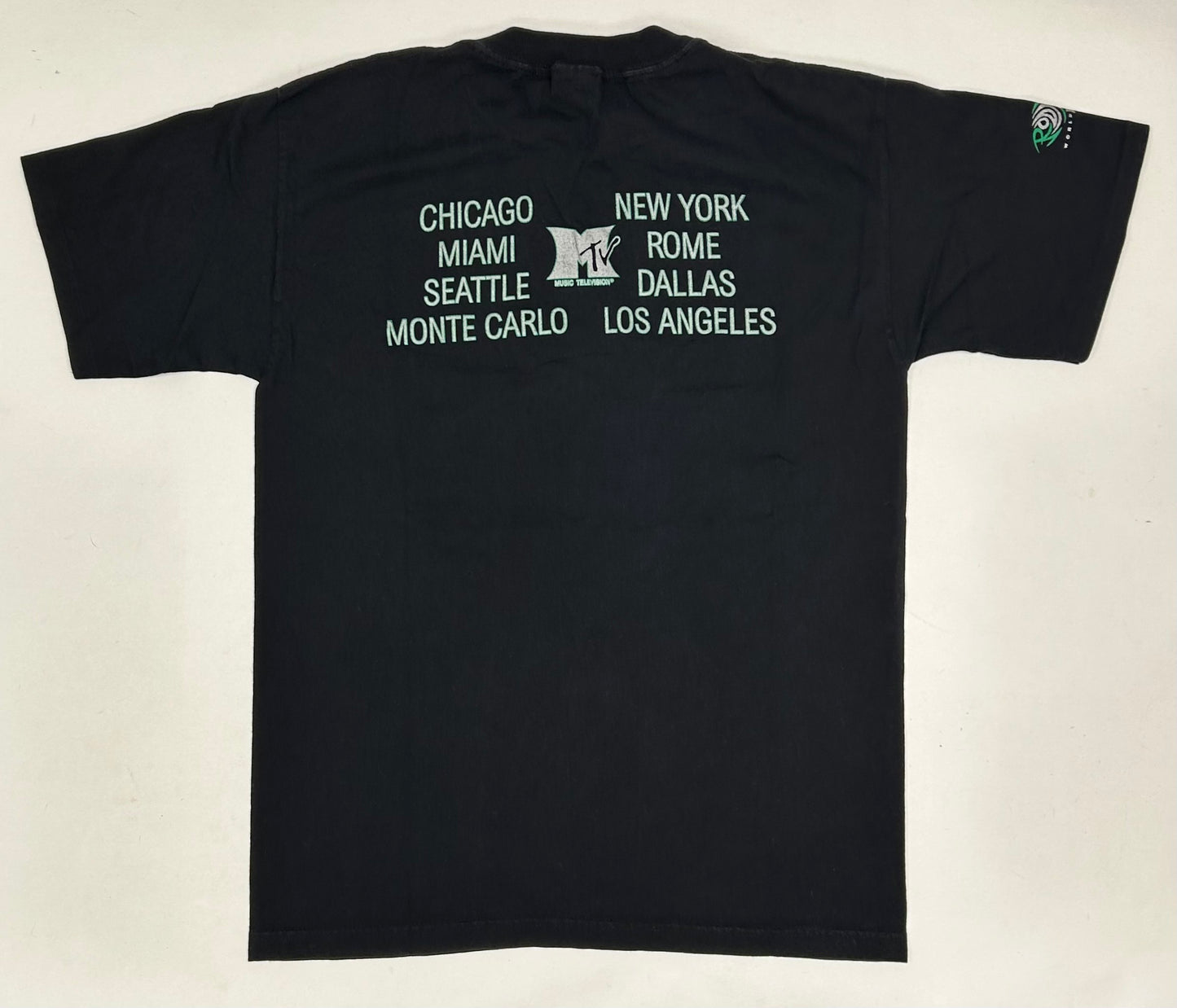 Vintage Dennis Rodman MTV World Tour 1996 Promo Tee Large 21.25x29.75 Black Shirt